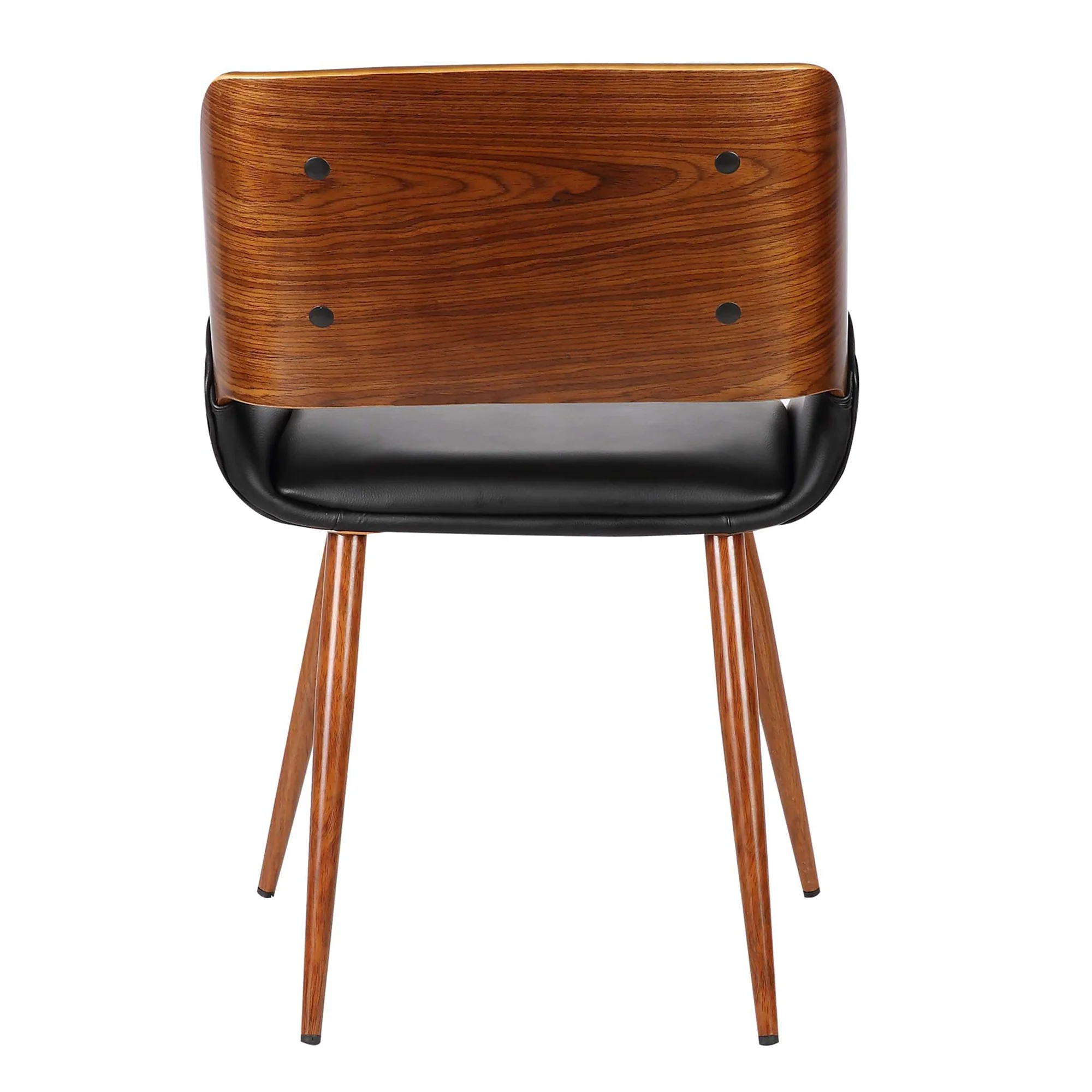 Leatherette Mid Century Dining Chair with Split Padded Back, Black and Brown By Benzara - Image 2