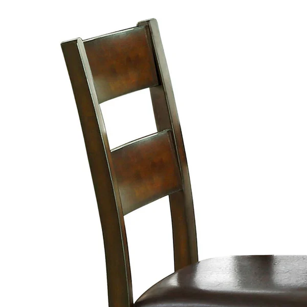 Leatherette Padded Side Chair Ladder Design Back, Set of 2, Brown and Black By Benzara - Image 2