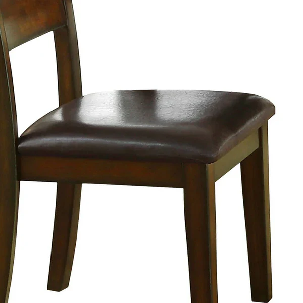 Leatherette Padded Side Chair Ladder Design Back, Set of 2, Brown and Black By Benzara - Image 4