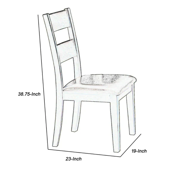 Leatherette Padded Side Chair Ladder Design Back, Set of 2, Brown and Black By Benzara - Image 5