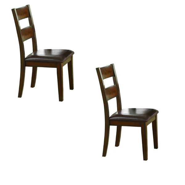 Leatherette Padded Side Chair Ladder Design Back, Set of 2, Brown and Black By Benzara - Image 6