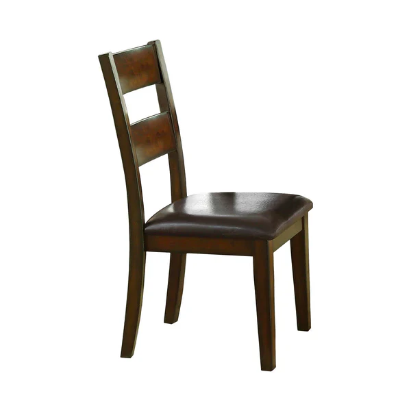 Leatherette Padded Side Chair Ladder Design Back, Set of 2, Brown and Black By Benzara - Image 7