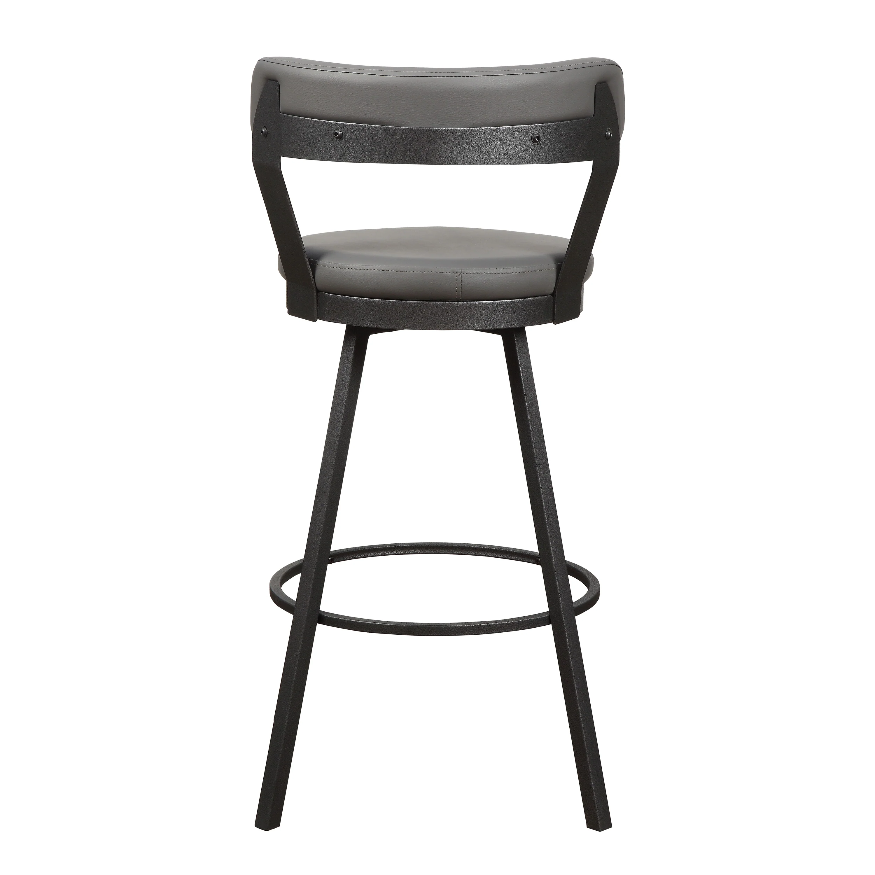 Leatherette Pub Chair With Curved Design Open Backrest, Set Of 2,Light Gray By Benzara - Image 3