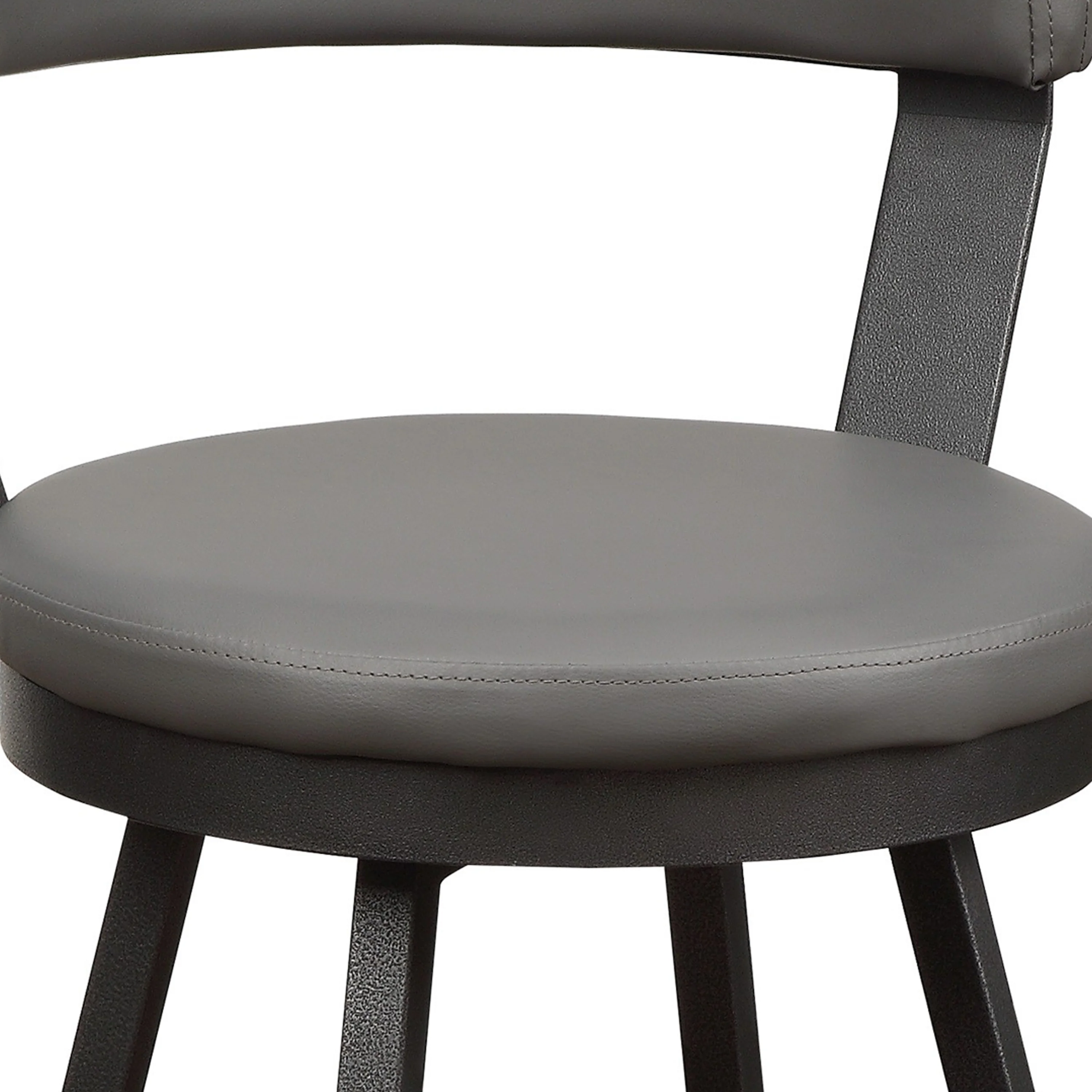Leatherette Pub Chair With Curved Design Open Backrest, Set Of 2,Light Gray By Benzara - Image 4