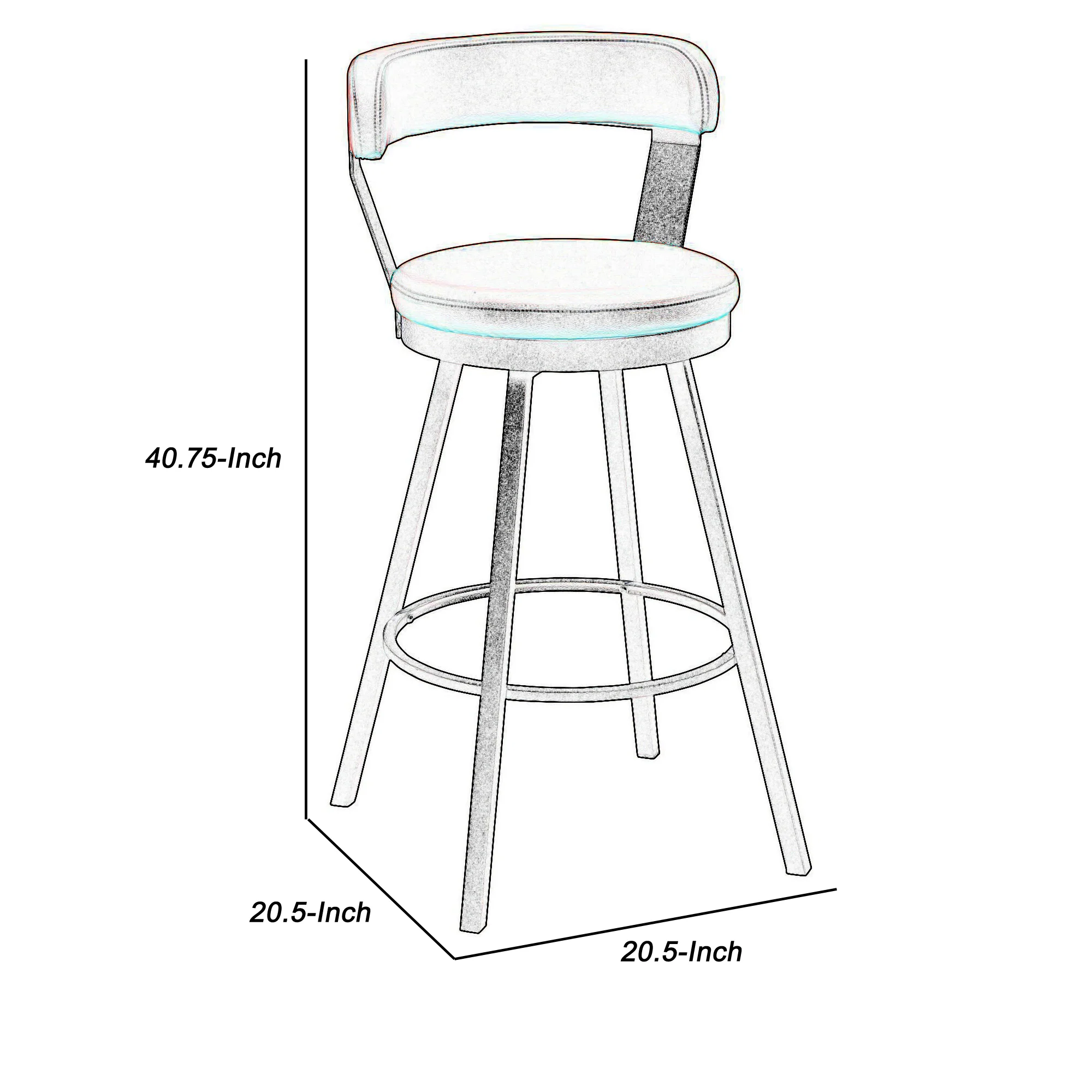 Leatherette Pub Chair With Curved Design Open Backrest, Set Of 2, Red By Benzara - Image 2