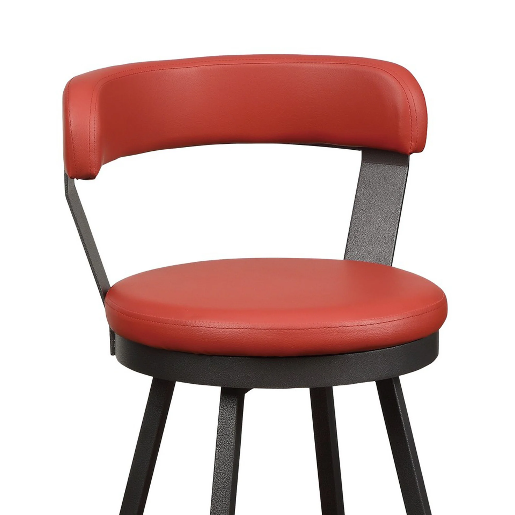 Leatherette Pub Chair With Curved Design Open Backrest, Set Of 2, Red By Benzara - Image 3