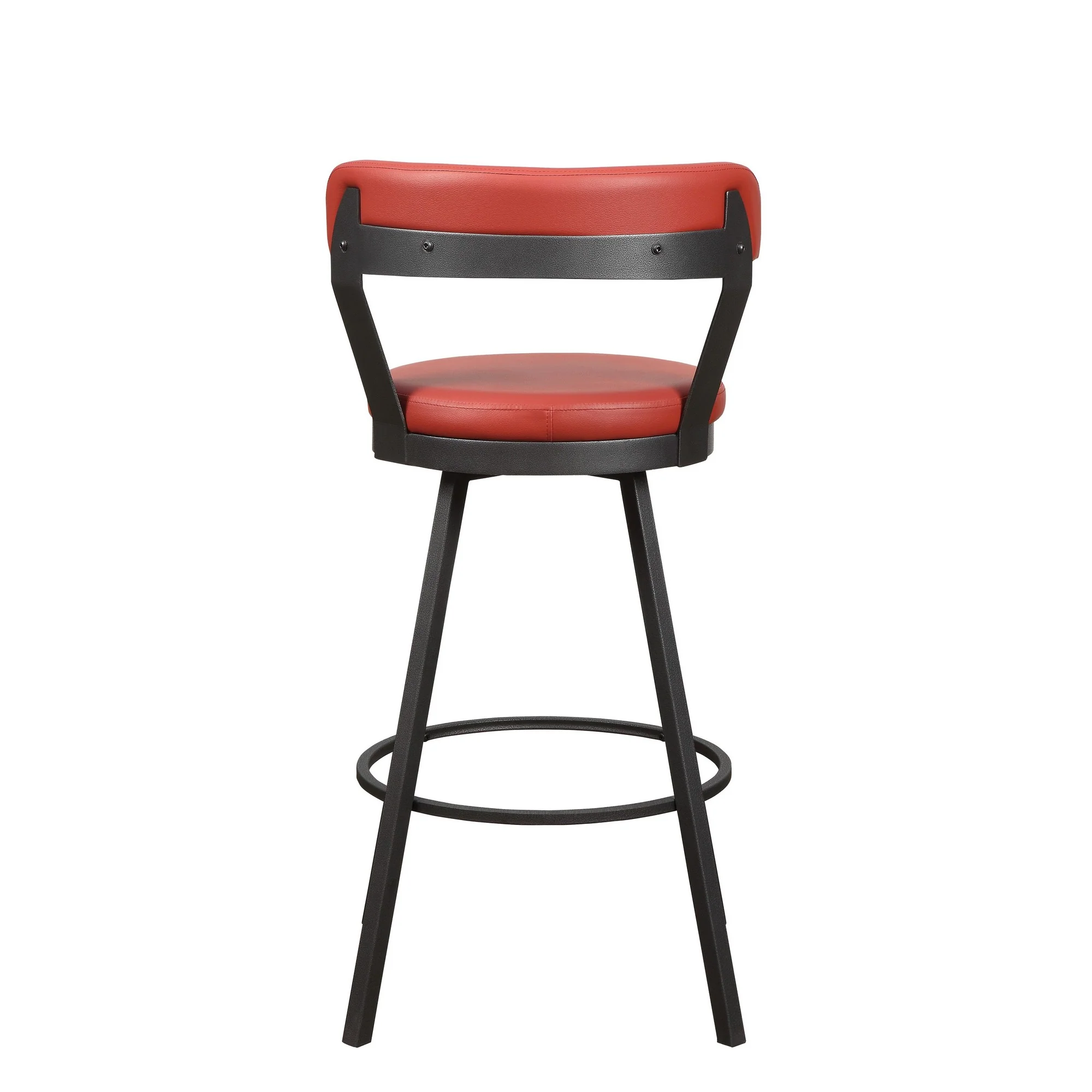 Leatherette Pub Chair With Curved Design Open Backrest, Set Of 2, Red By Benzara - Image 4