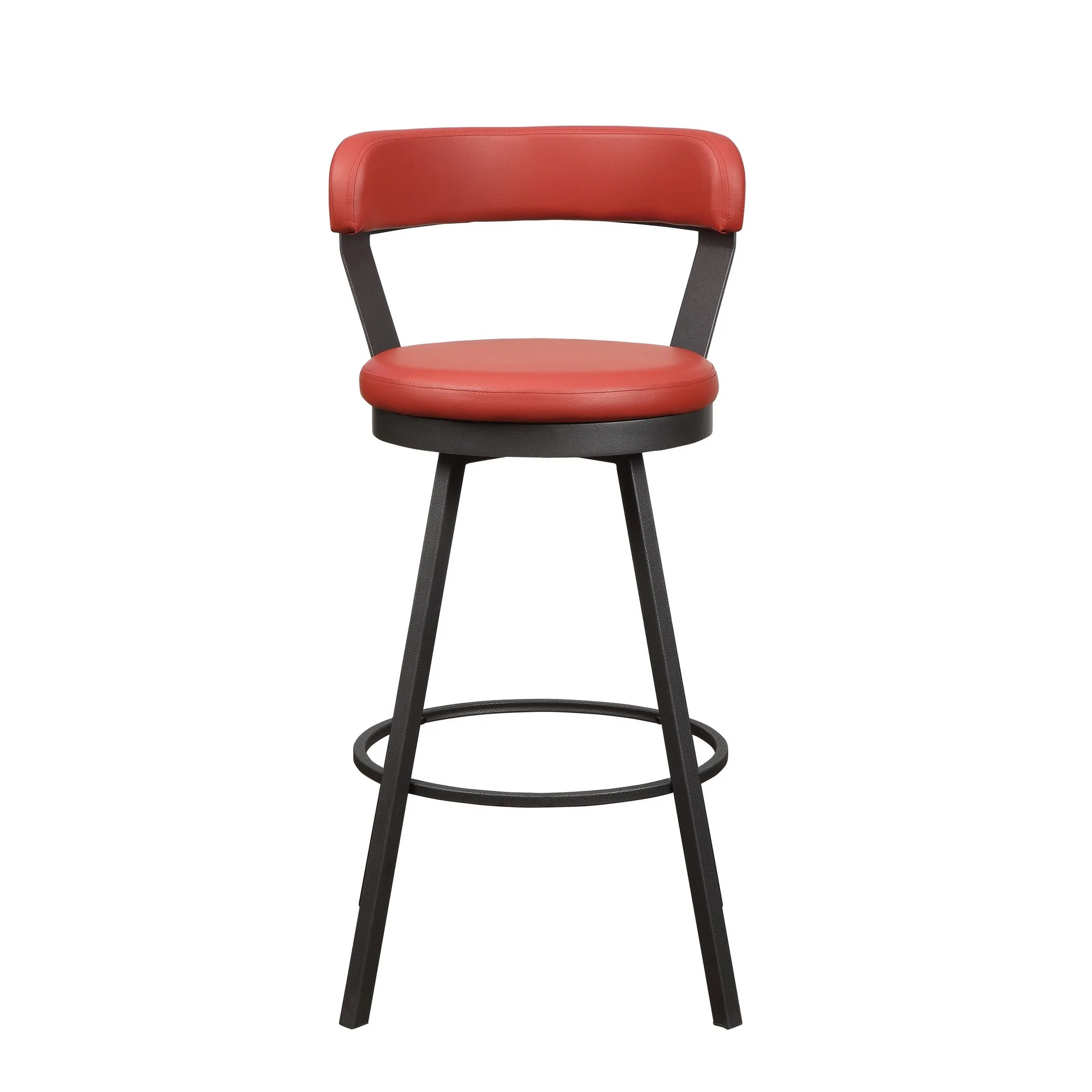 Leatherette Pub Chair With Curved Design Open Backrest, Set Of 2, Red By Benzara - Image 5