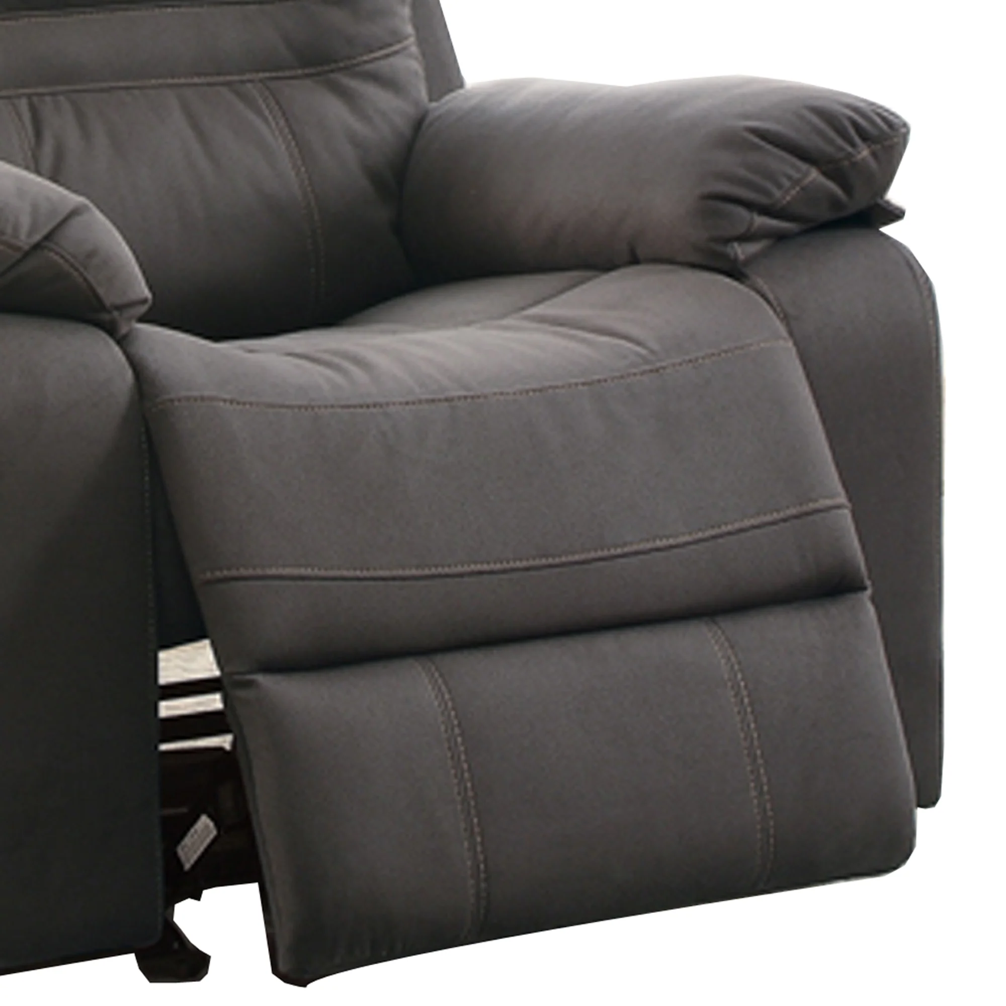 Leatherette Rocker Recliner In Gray By Benzara - Image 4