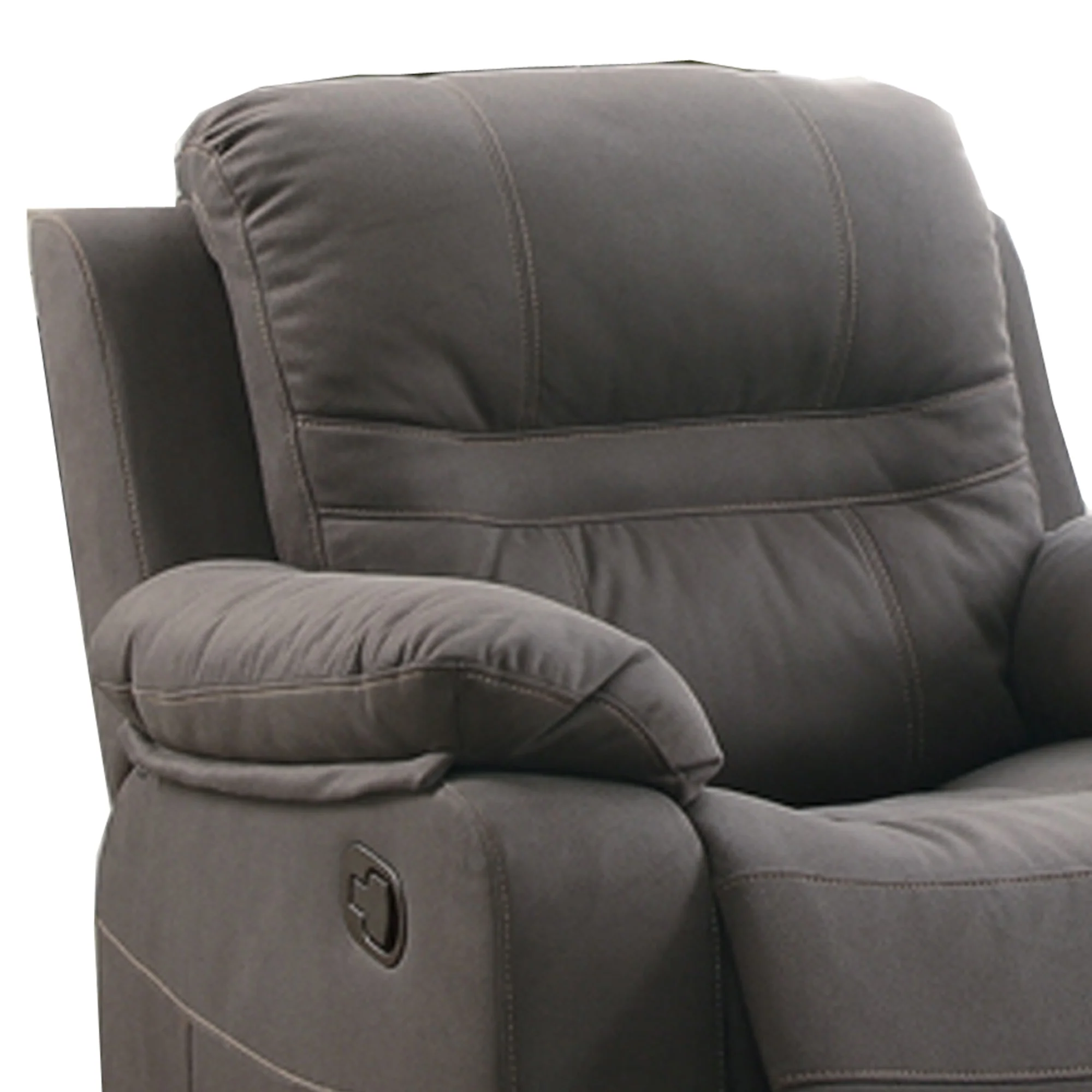 Leatherette Rocker Recliner In Gray By Benzara - Image 5