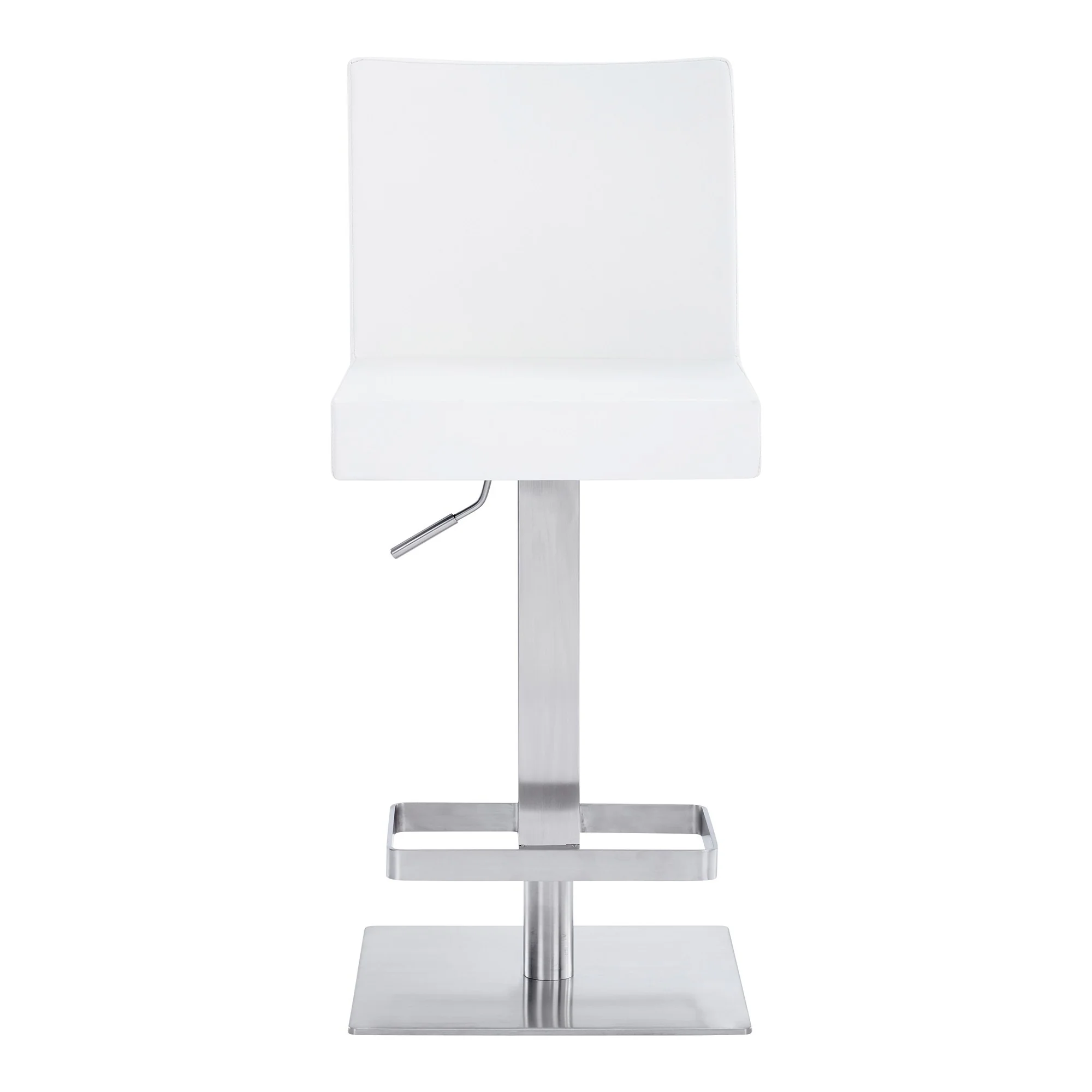 Leatherette Swivel Barstool With Adjustable Height White By Benzara - Image 2