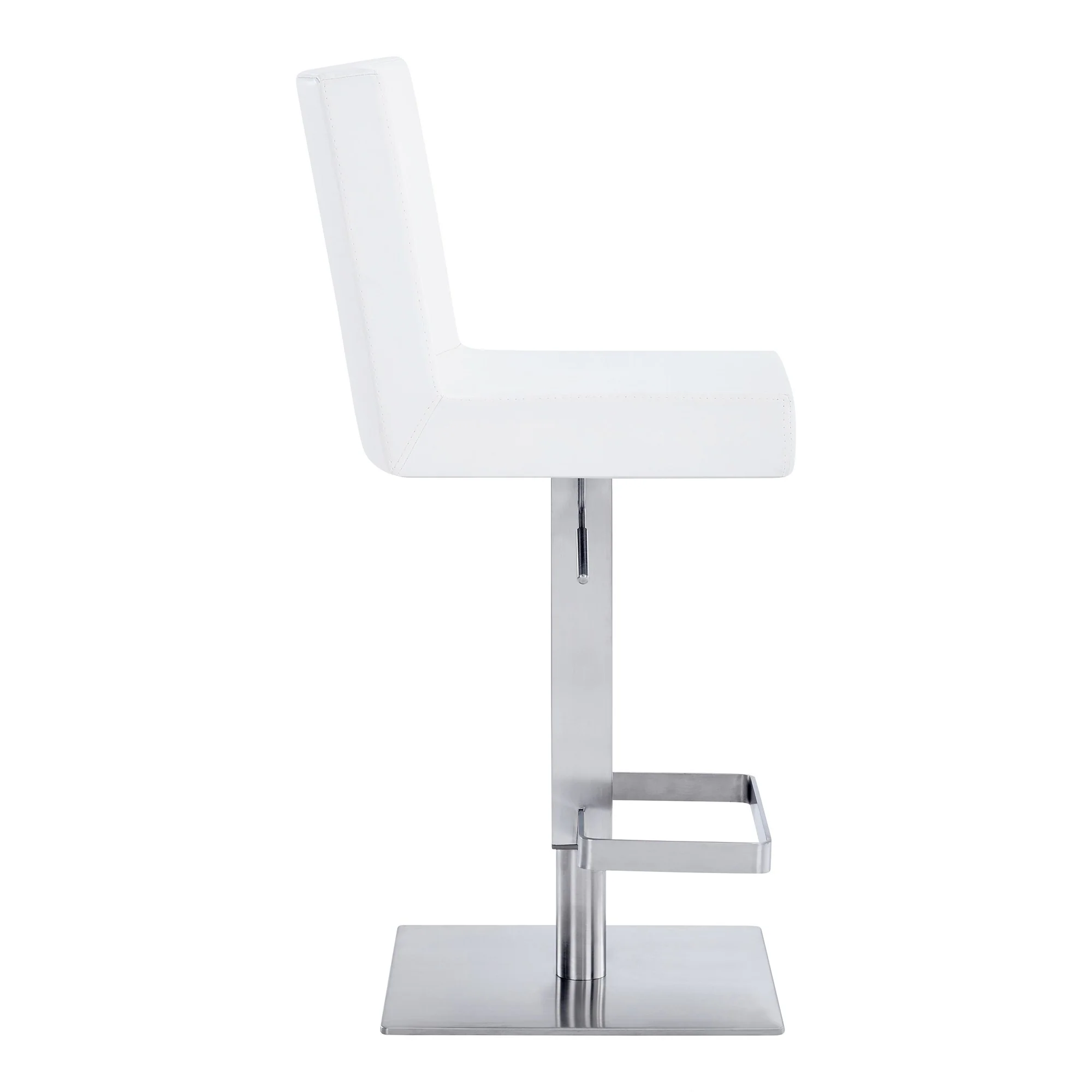 Leatherette Swivel Barstool With Adjustable Height White By Benzara - Image 3