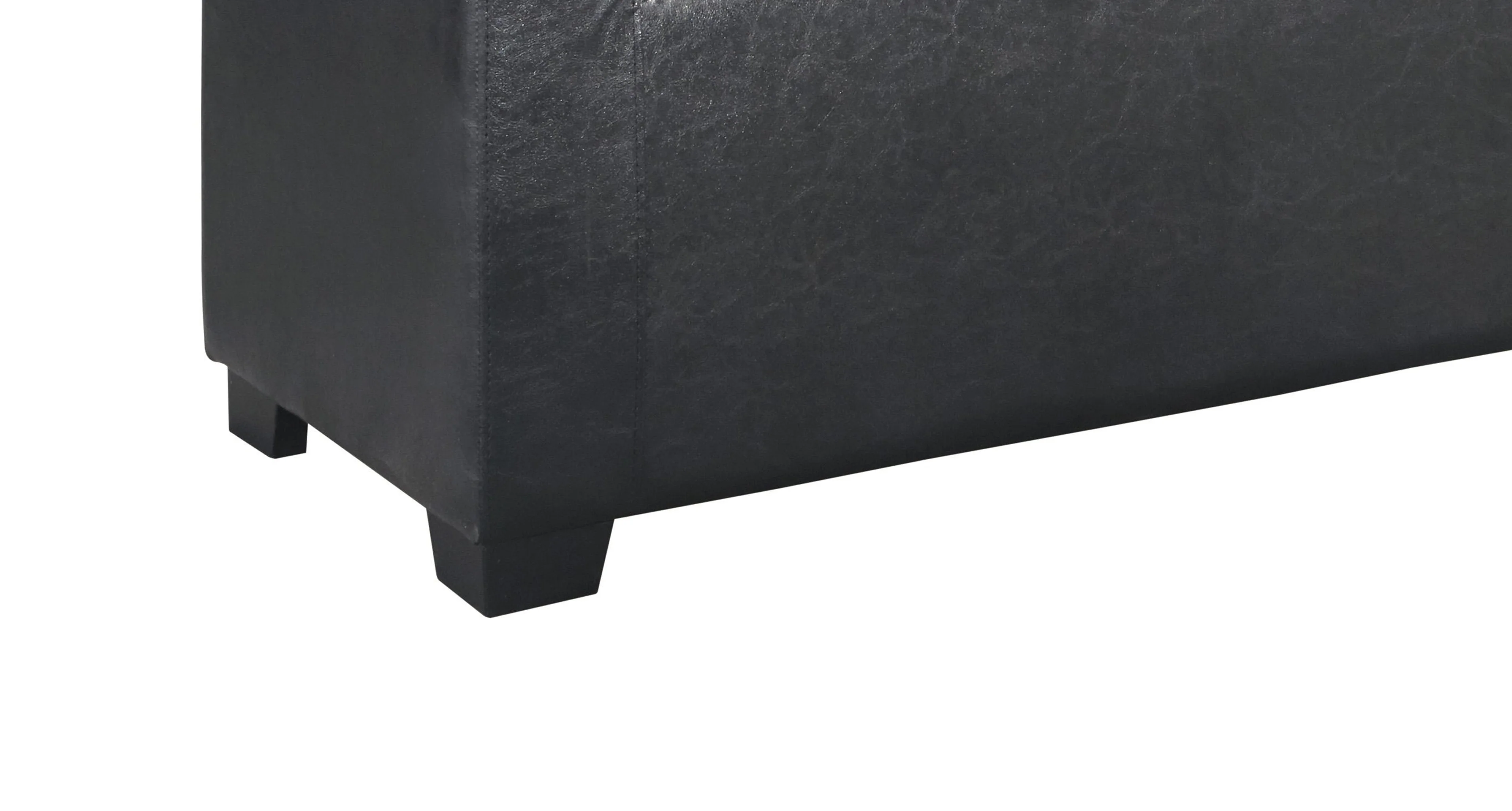 Leatherette Upholstered Storage Bench With Button Tufted Details, Black By Benzara - Image 2