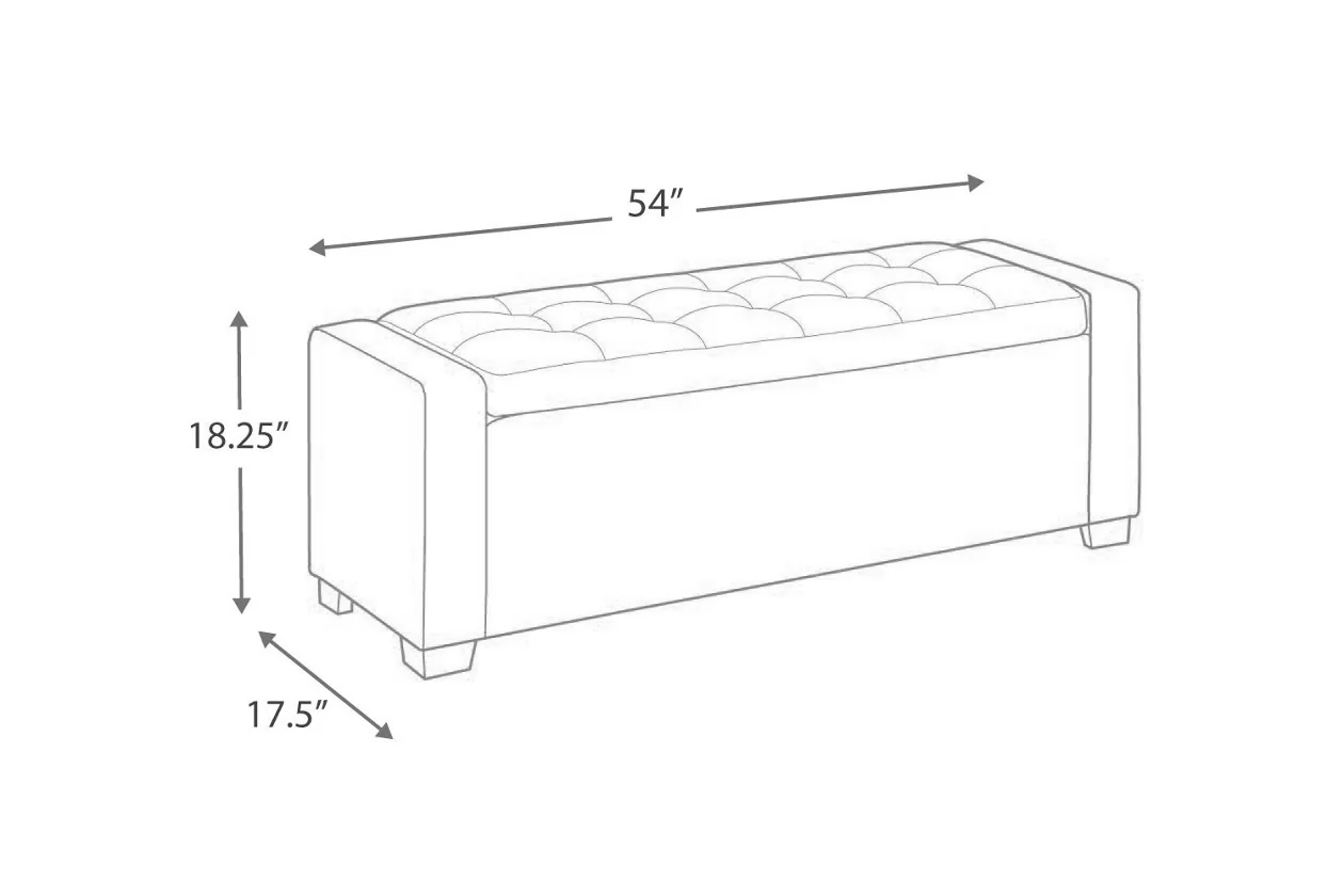 Leatherette Upholstered Storage Bench With Button Tufted Details, Black By Benzara - Image 3
