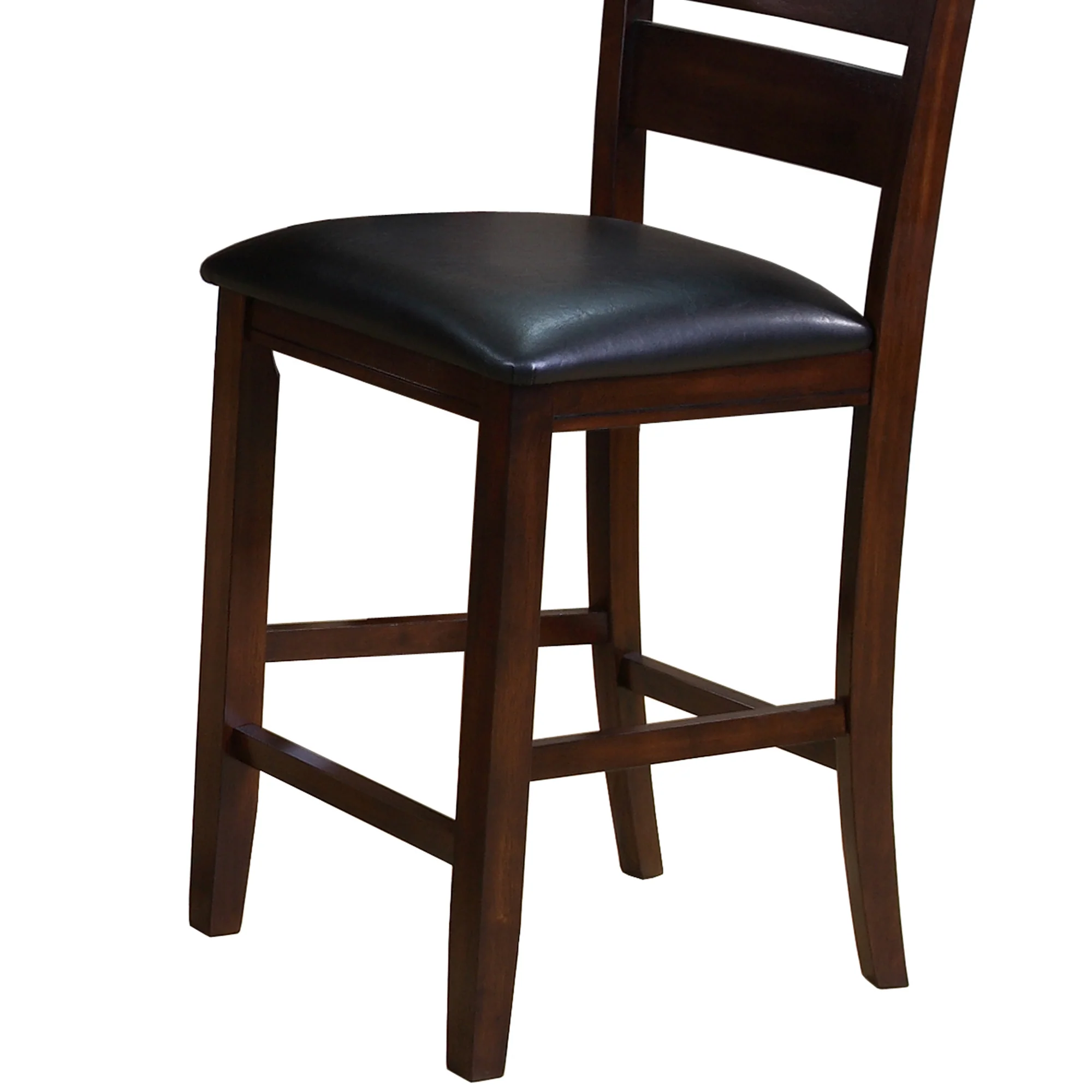 Leatherette Wooden Counter Chair With Ladder Back, Set Of 2, Brown - Bm215201 By Benzara - Image 2