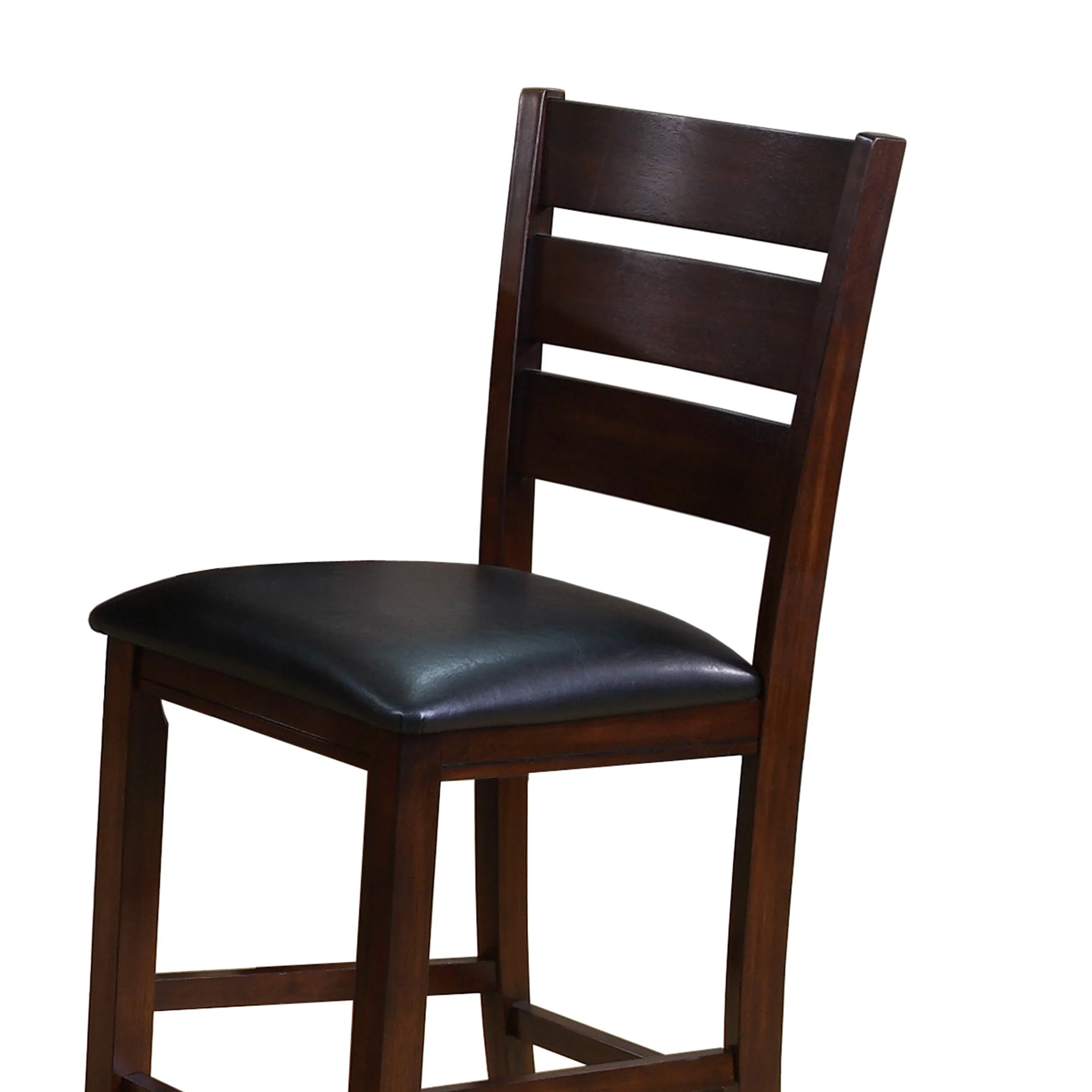 Leatherette Wooden Counter Chair With Ladder Back, Set Of 2, Brown - Bm215201 By Benzara - Image 3