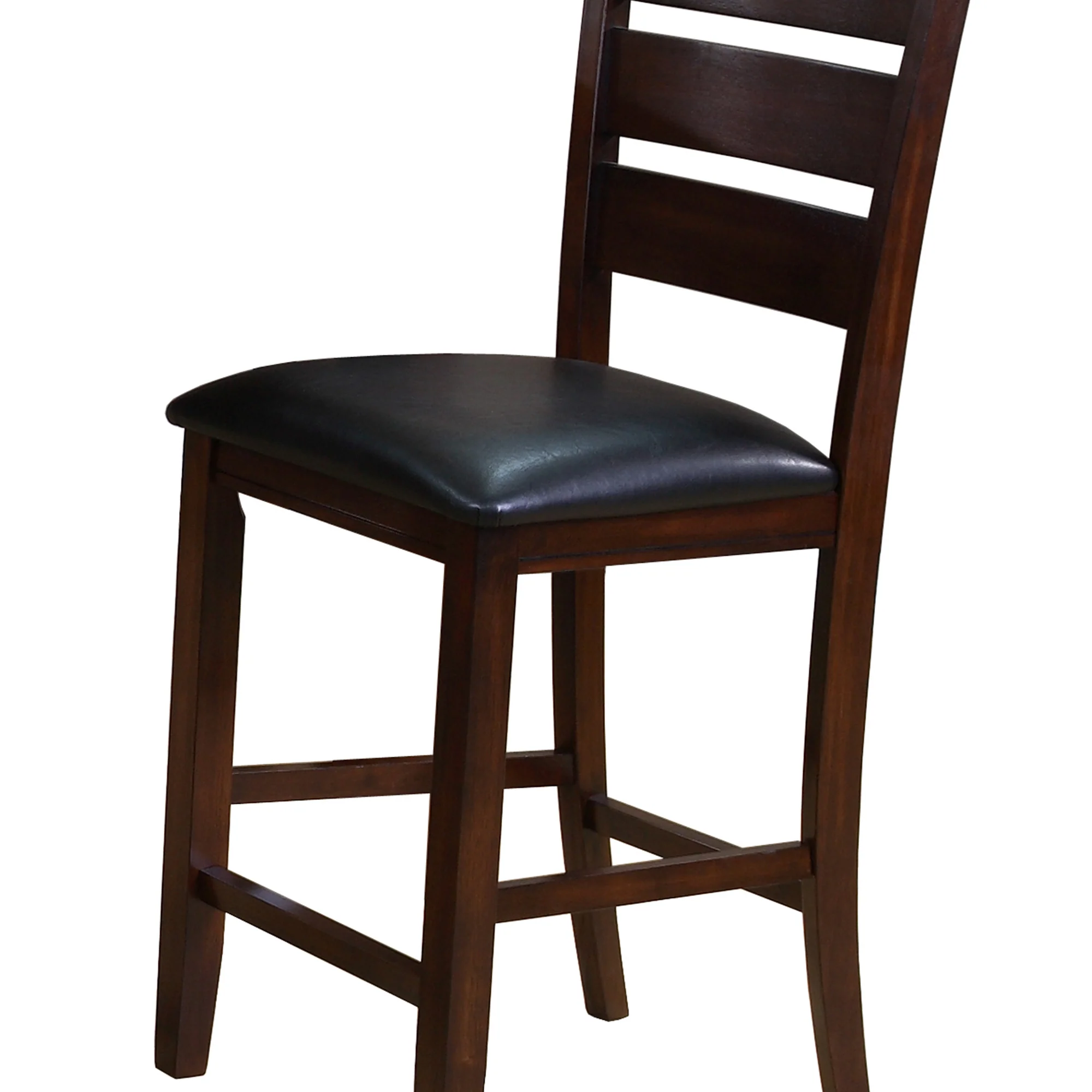 Leatherette Wooden Counter Chair With Ladder Back, Set Of 2, Brown - Bm215201 By Benzara - Image 4