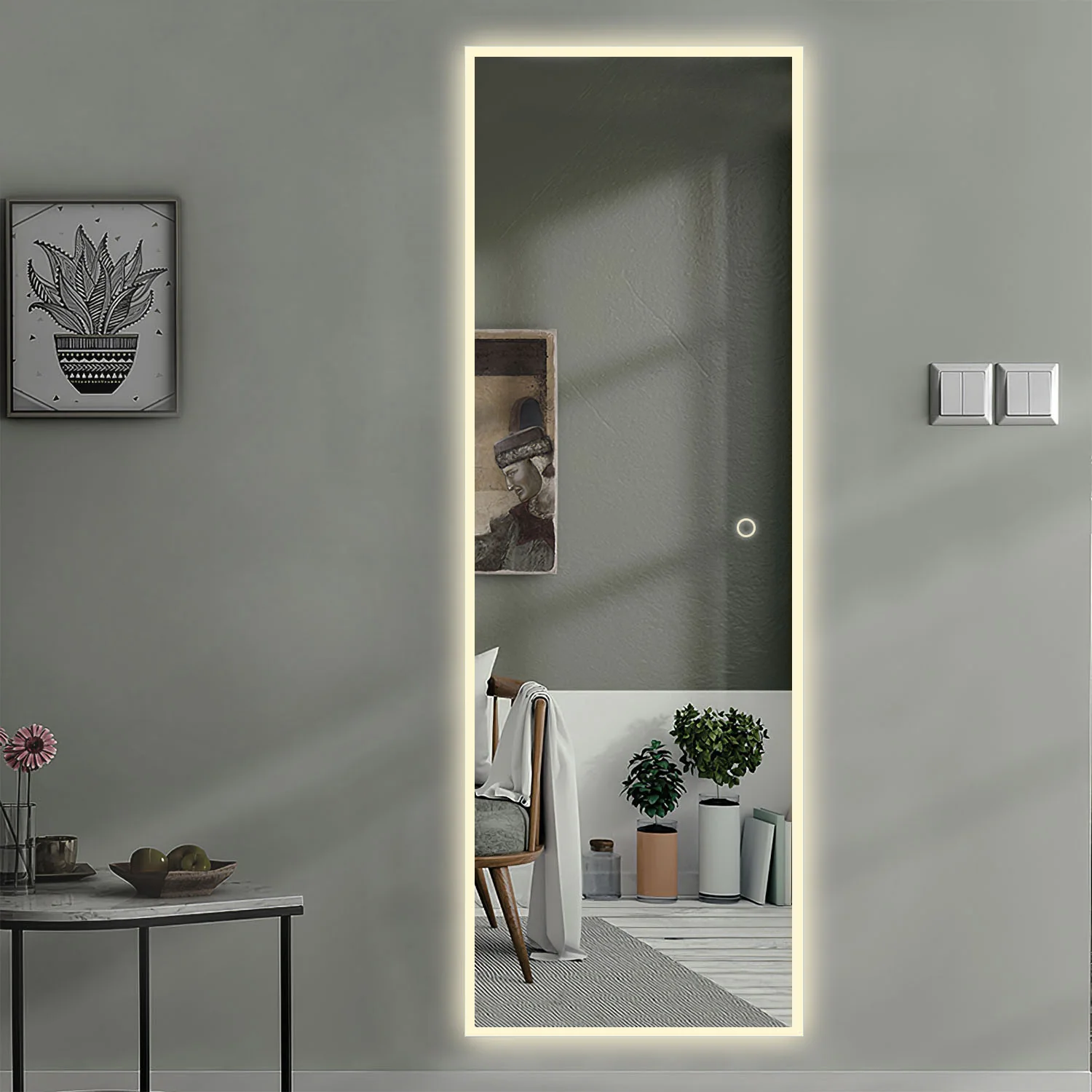 LED Backlit Rectangular Full length Mirror By Homeroots - Image 2