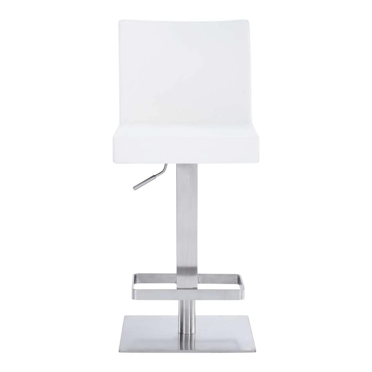 Legacy Adjustable Height Swivel Grey Faux Leather and Brushed Stainless Steel Bar Stool By Armen Living - Image 10
