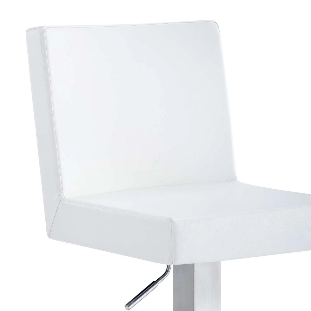 Legacy Adjustable Height Swivel Grey Faux Leather and Brushed Stainless Steel Bar Stool By Armen Living - Image 12