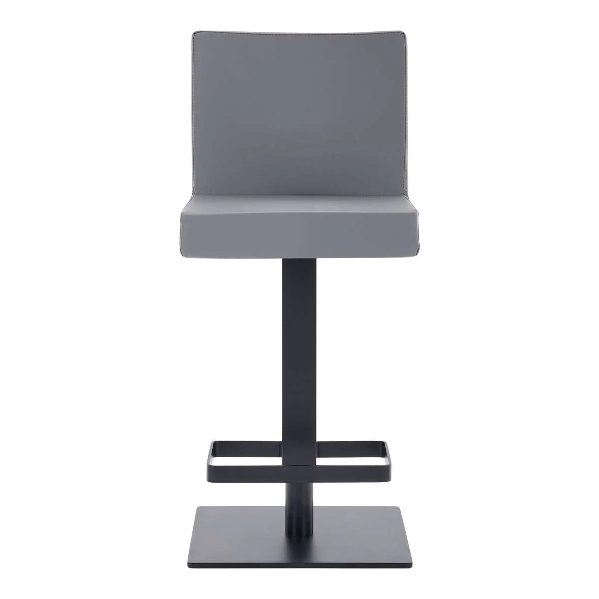 Legacy Adjustable Height Swivel Grey Faux Leather and Brushed Stainless Steel Bar Stool By Armen Living - Image 17