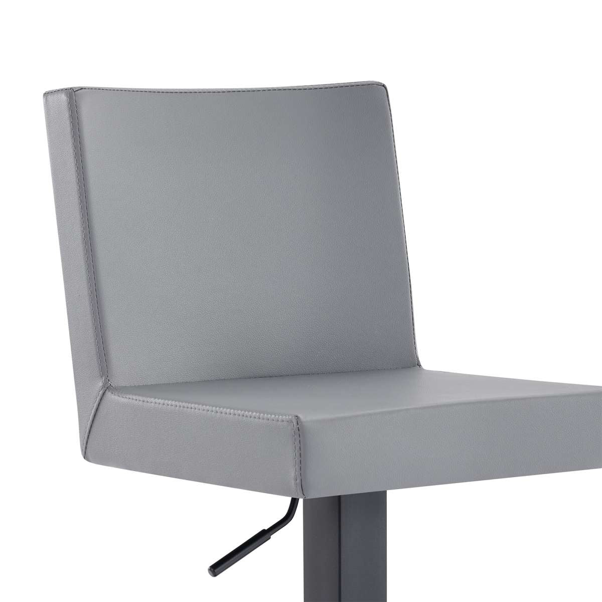 Legacy Adjustable Height Swivel Grey Faux Leather and Brushed Stainless Steel Bar Stool By Armen Living - Image 19