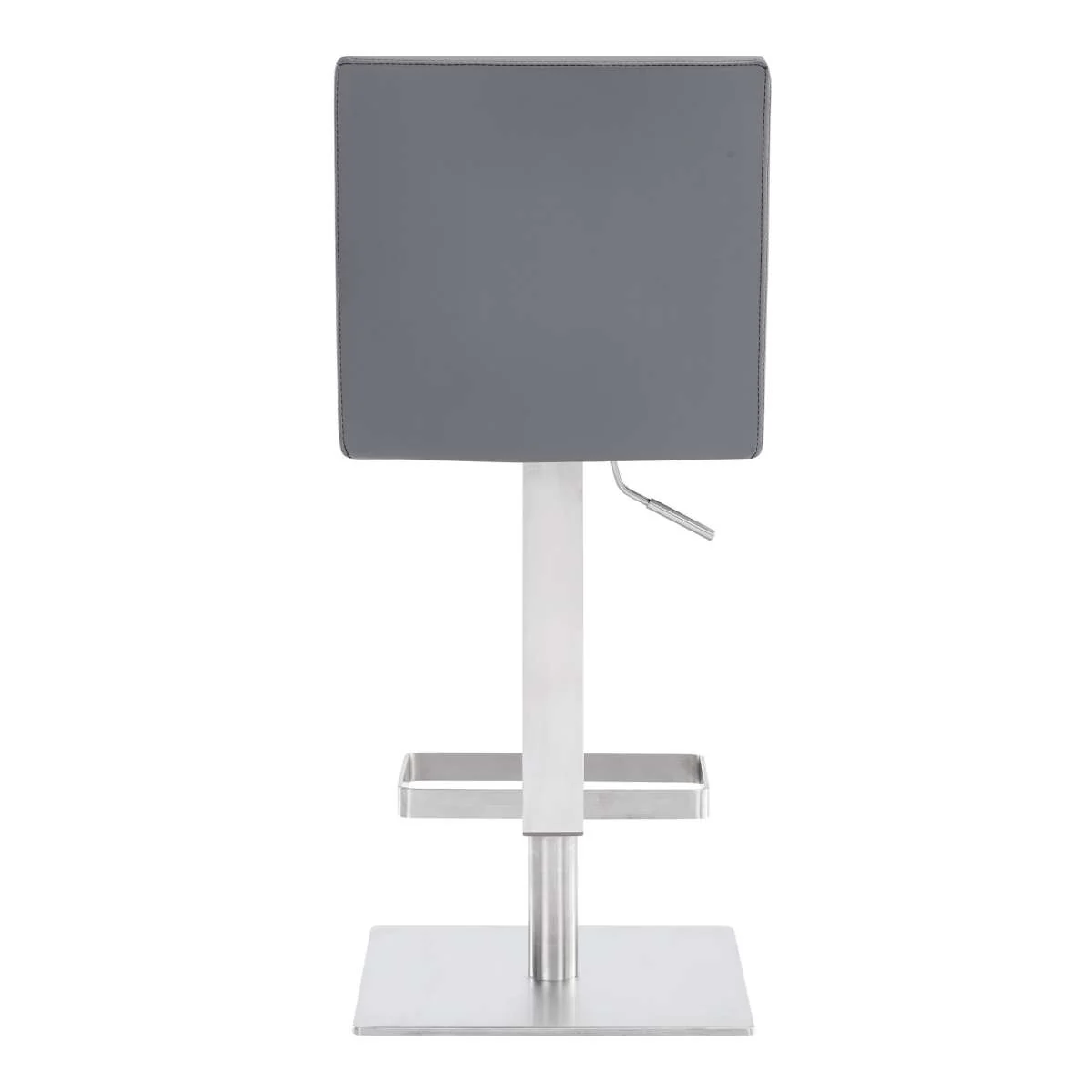 Legacy Adjustable Height Swivel Grey Faux Leather and Brushed Stainless Steel Bar Stool By Armen Living - Image 4