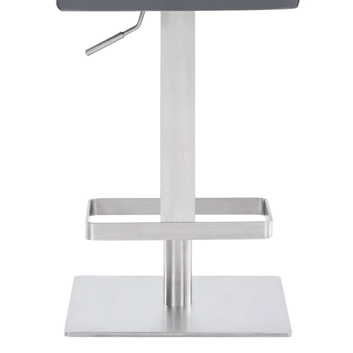 Legacy Adjustable Height Swivel Grey Faux Leather and Brushed Stainless Steel Bar Stool By Armen Living - Image 6