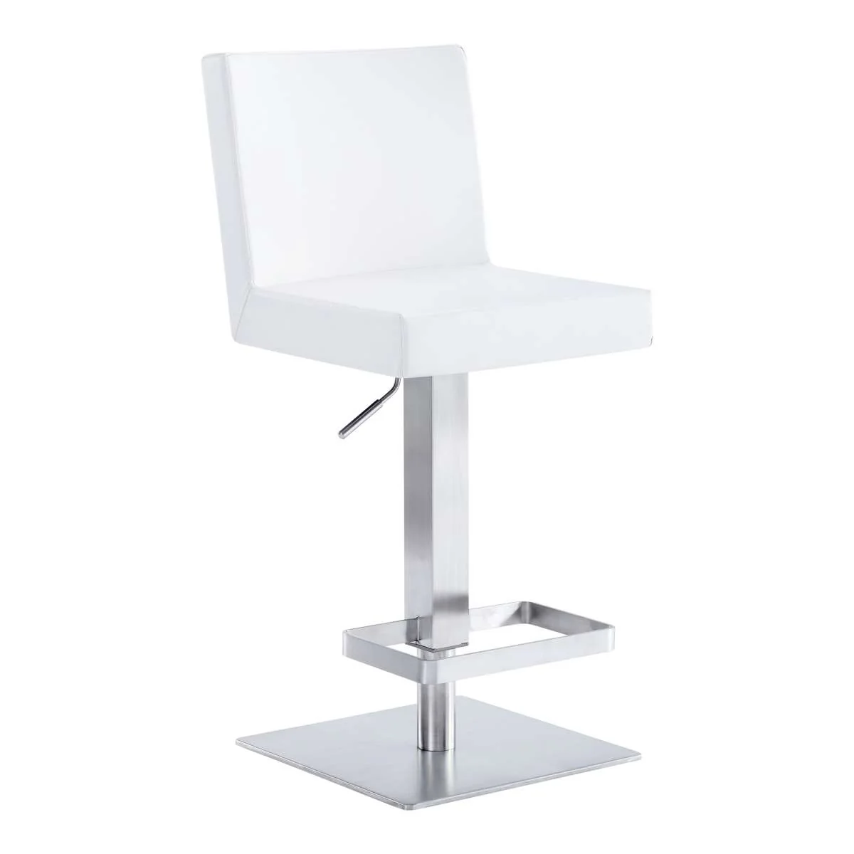 Legacy Adjustable Height Swivel Grey Faux Leather and Brushed Stainless Steel Bar Stool By Armen Living - Image 9