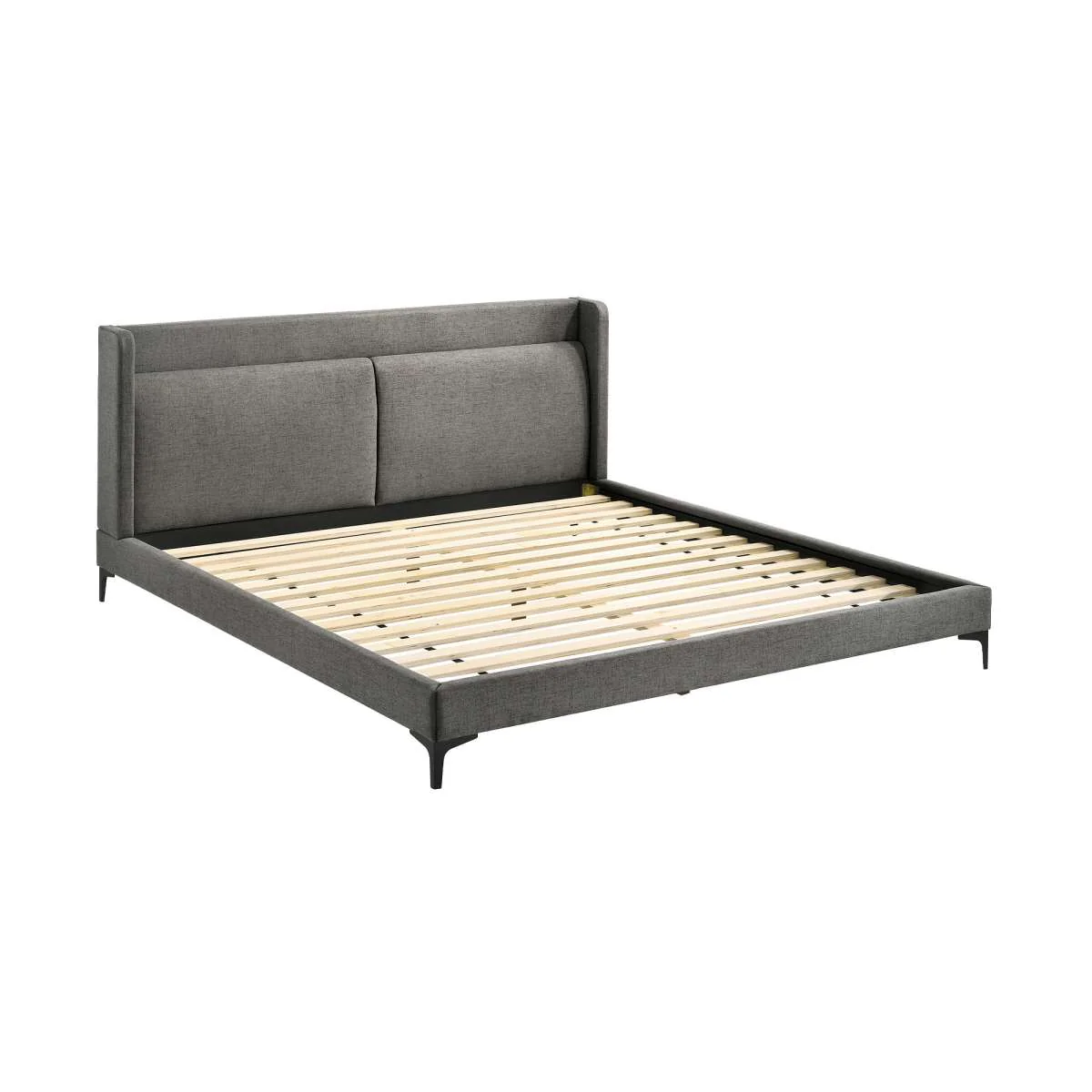 Legend 3 Piece Gray Fabric King Platform Bed and Nightstands Bedroom Set By Armen Living - Image 5