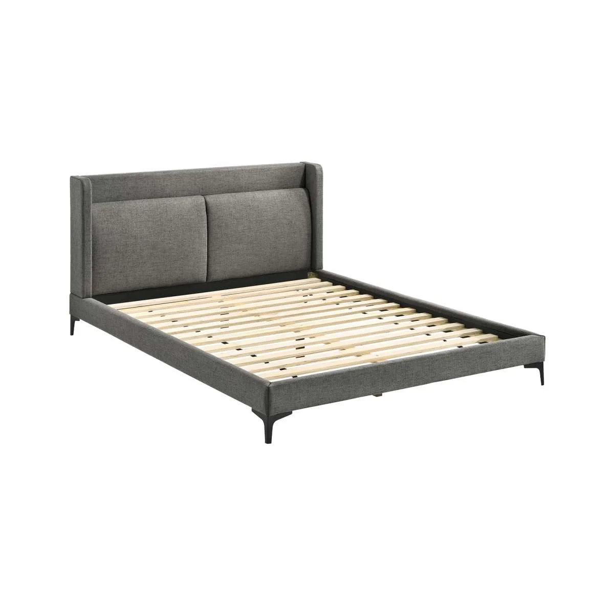 Legend 4 Piece Gray Fabric Queen Platform Bedroom Set with Dresser and Nightstands By Armen Living - Image 8