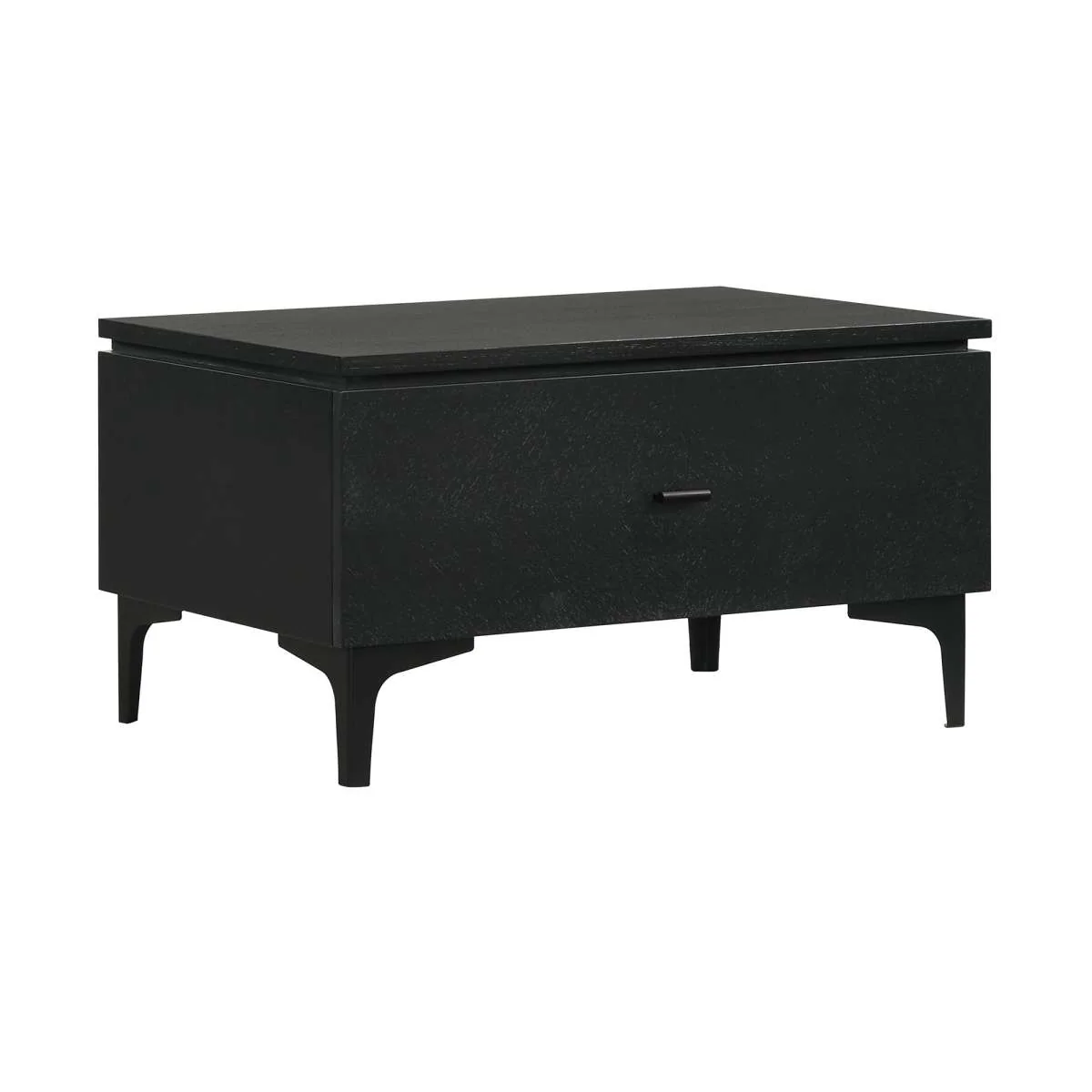 Legend Black Glaze Ash Veneer 1 Drawer Nightstand with Metal Legs By Armen Living - Image 3