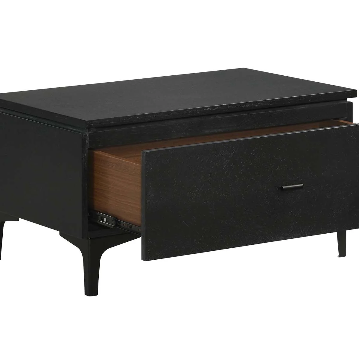 Legend Black Glaze Ash Veneer 1 Drawer Nightstand with Metal Legs By Armen Living - Image 5