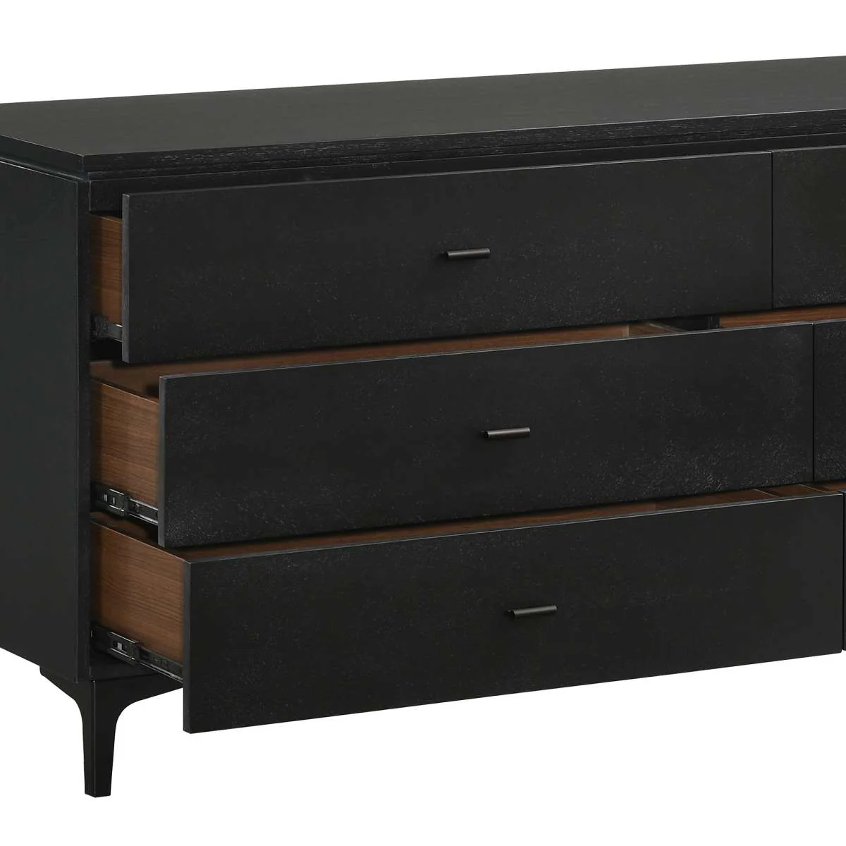 Legend Black Glaze Ash Veneer 6 Drawer Dresser with Metal Legs By Armen Living - Image 5