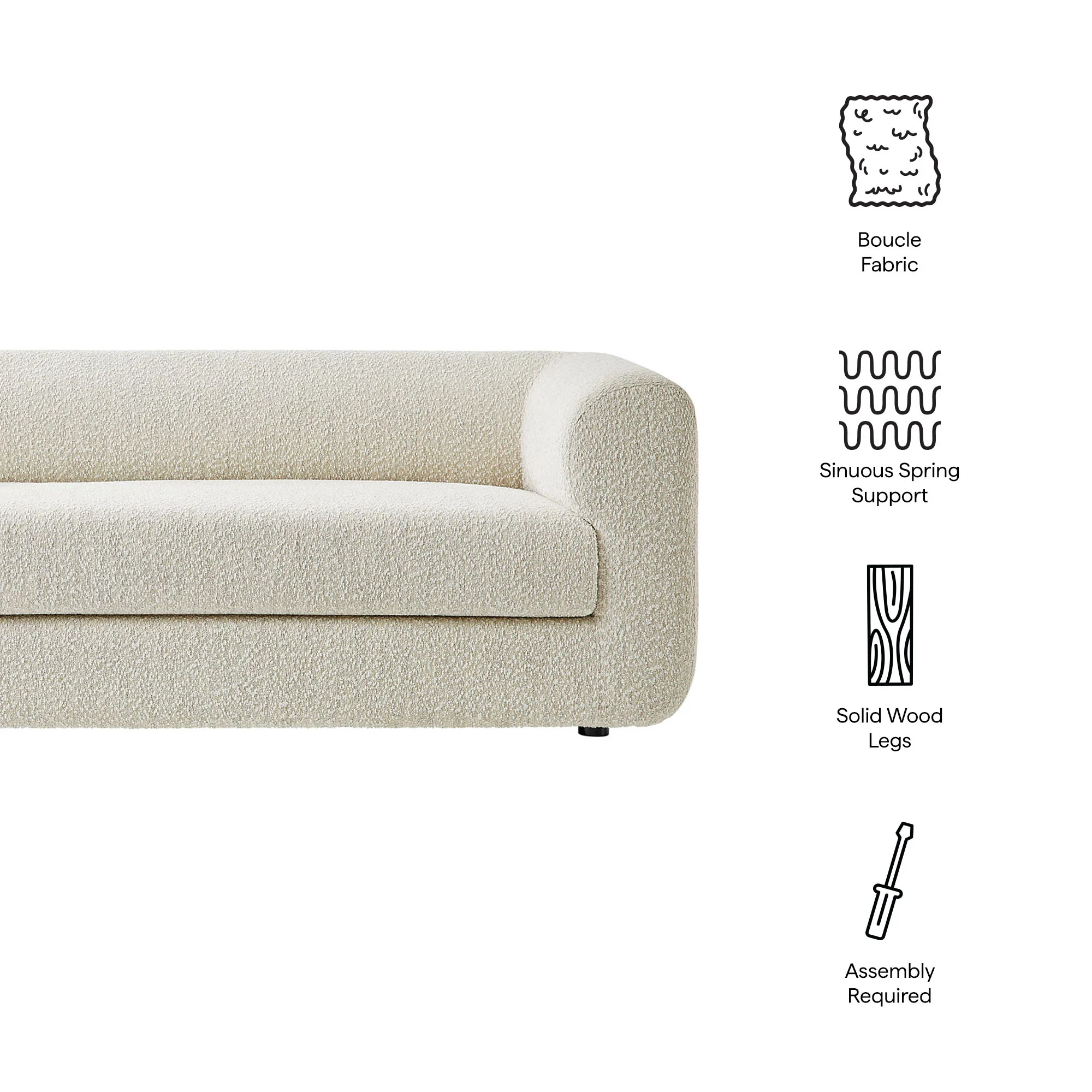 Leif 89" Boucle Upholstered Sofa by Modway - Image 8