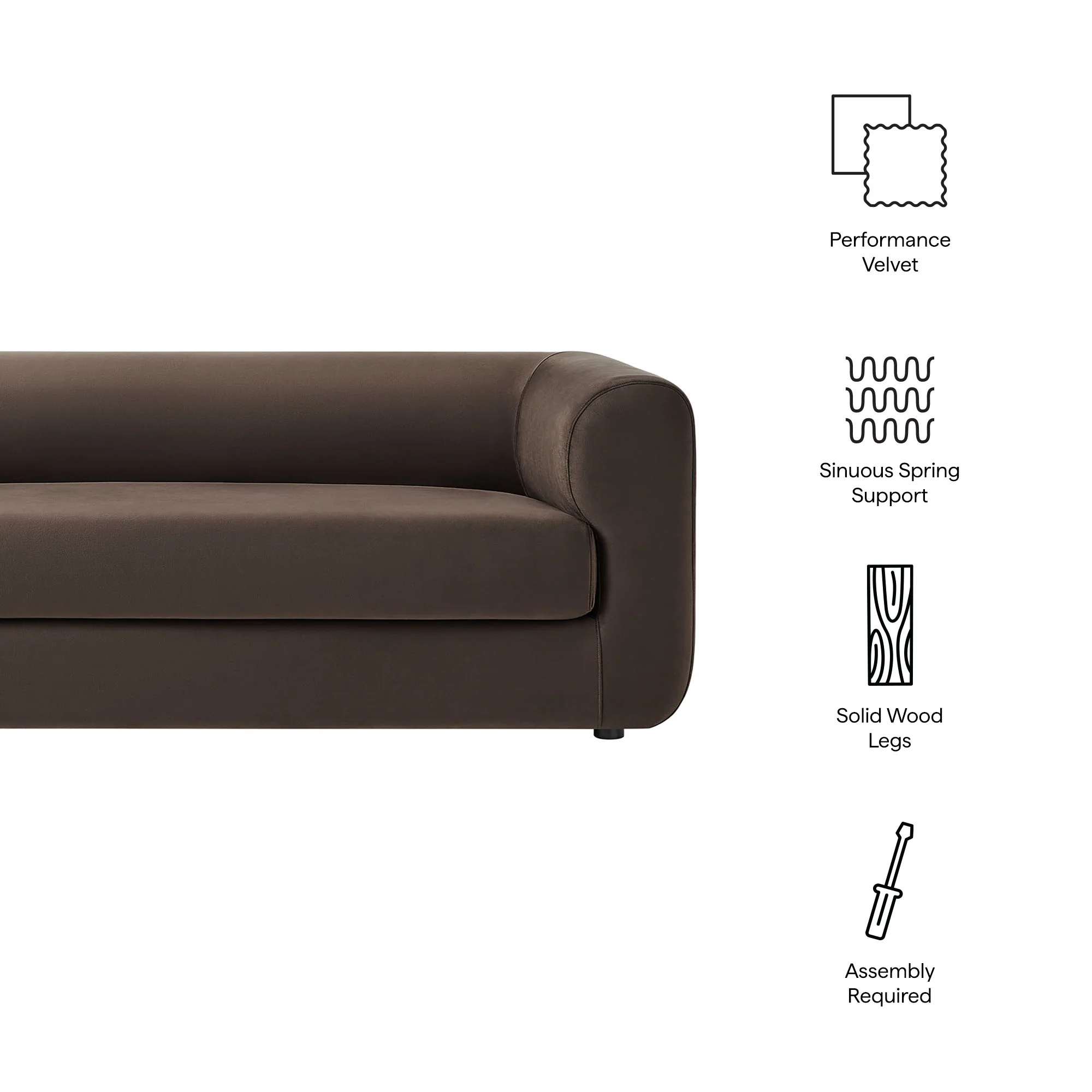 Leif 89" Performance Velvet Upholstered Sofa by Modway - Image 17