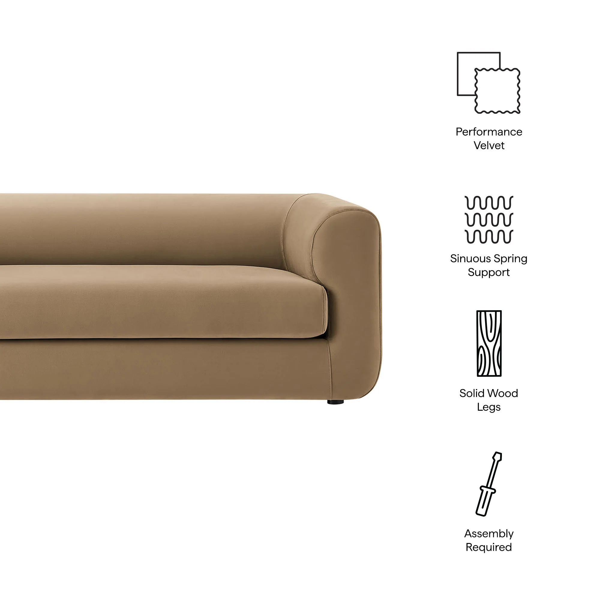 Leif 89" Performance Velvet Upholstered Sofa by Modway - Image 26