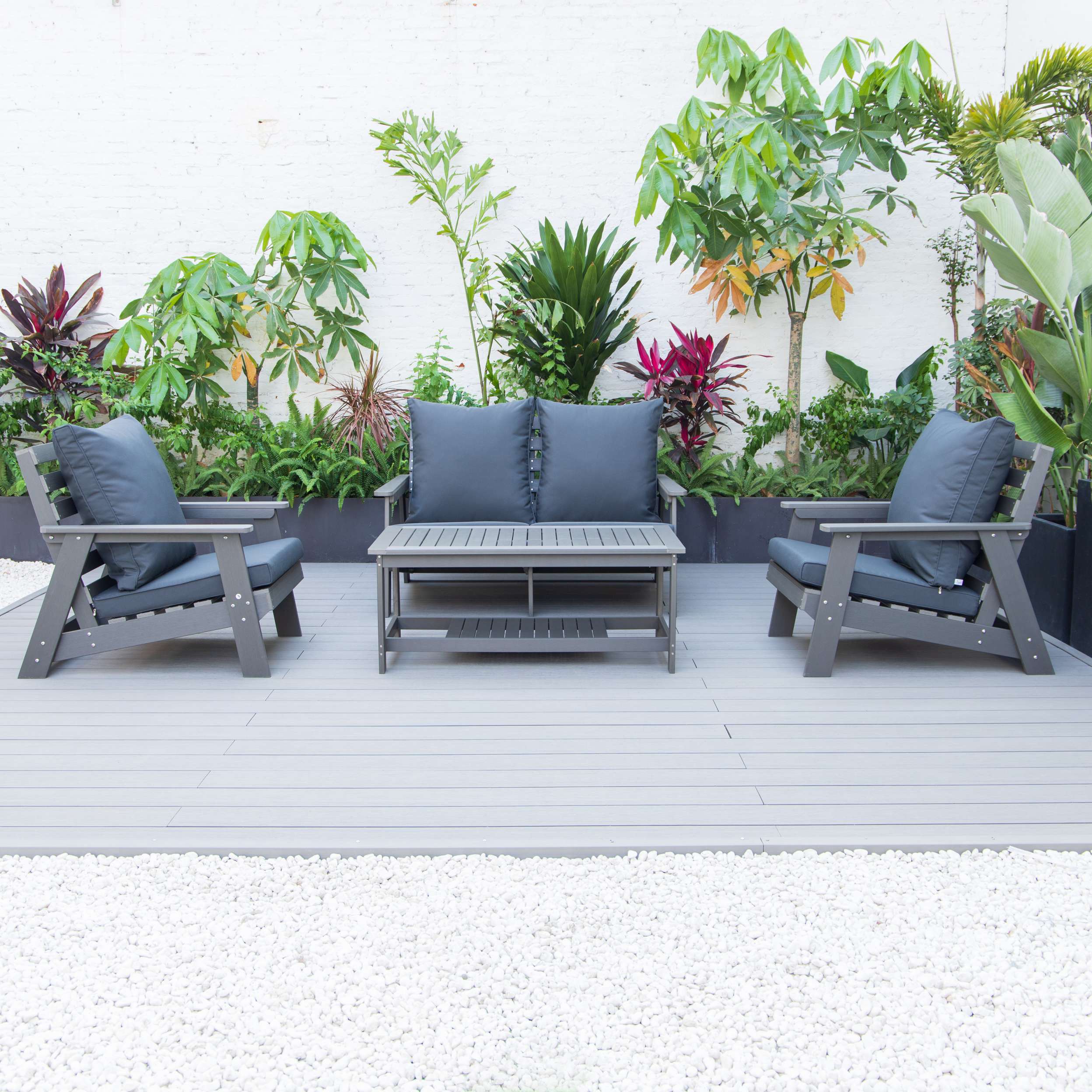 LeisureMod Alpine Poly Lumber 4-Piece Weather Resistant Patio Conversation Set - Image 19