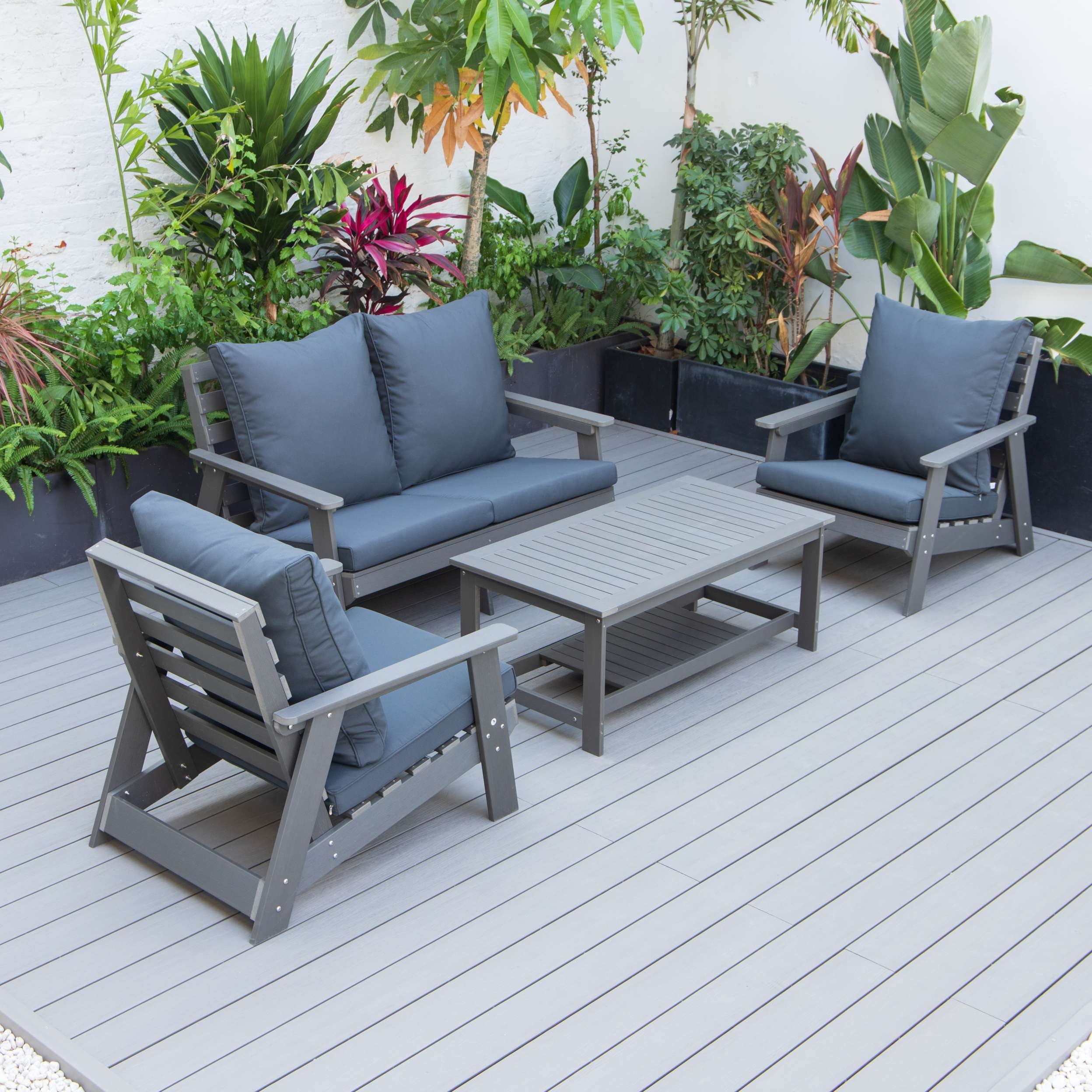 LeisureMod Alpine Poly Lumber 4-Piece Weather Resistant Patio Conversation Set - Image 21