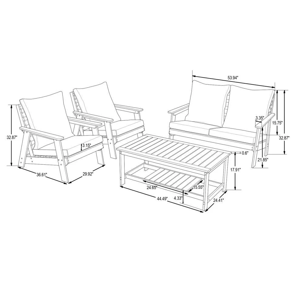 LeisureMod Alpine Poly Lumber 4-Piece Weather Resistant Patio Conversation Set - Image 22