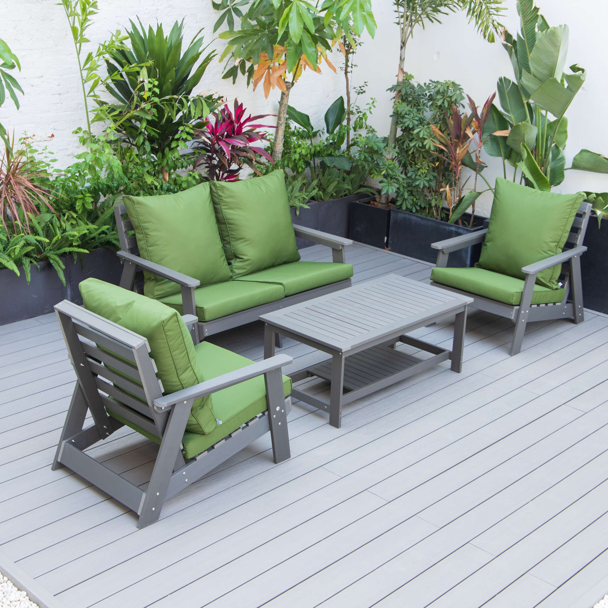 LeisureMod Alpine Poly Lumber 4-Piece Weather Resistant Patio Conversation Set - Image 49