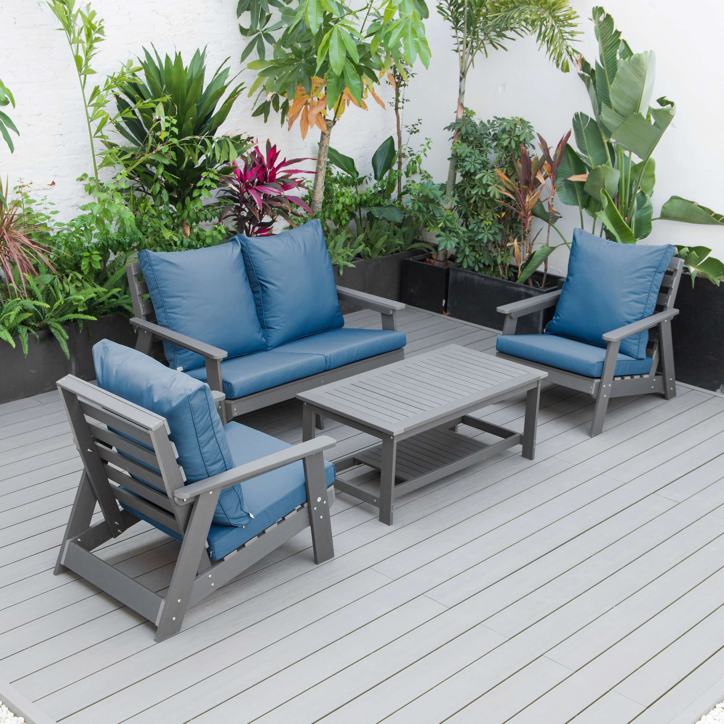 LeisureMod Alpine Poly Lumber 4-Piece Weather Resistant Patio Conversation Set - Image 67