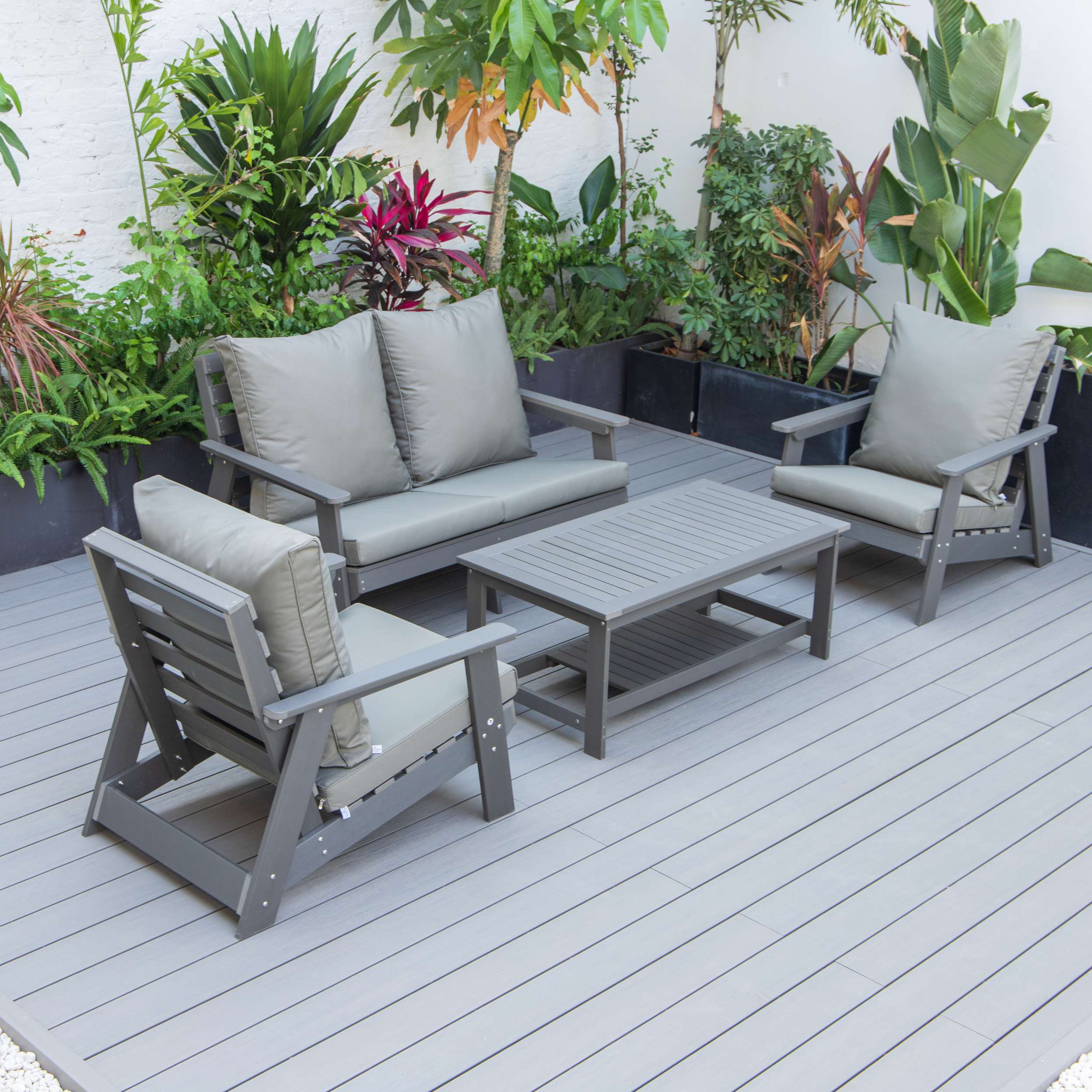 LeisureMod Alpine Poly Lumber 4-Piece Weather Resistant Patio Conversation Set - Image 84