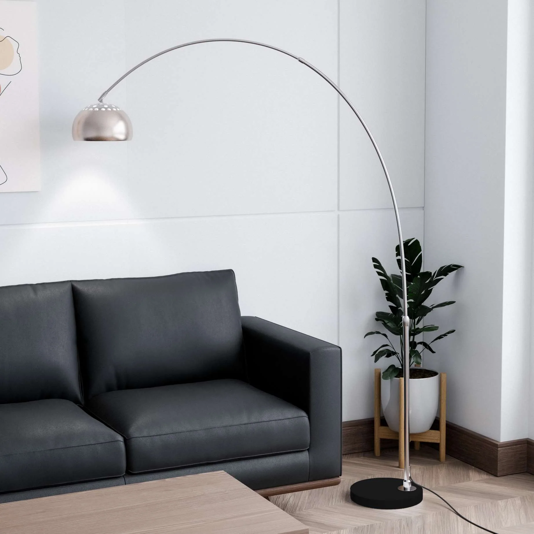 Leisuremod Arco Mid-Century Modern Arched Floor Lamp 75.6" Height with Black Round Marble - Image 23