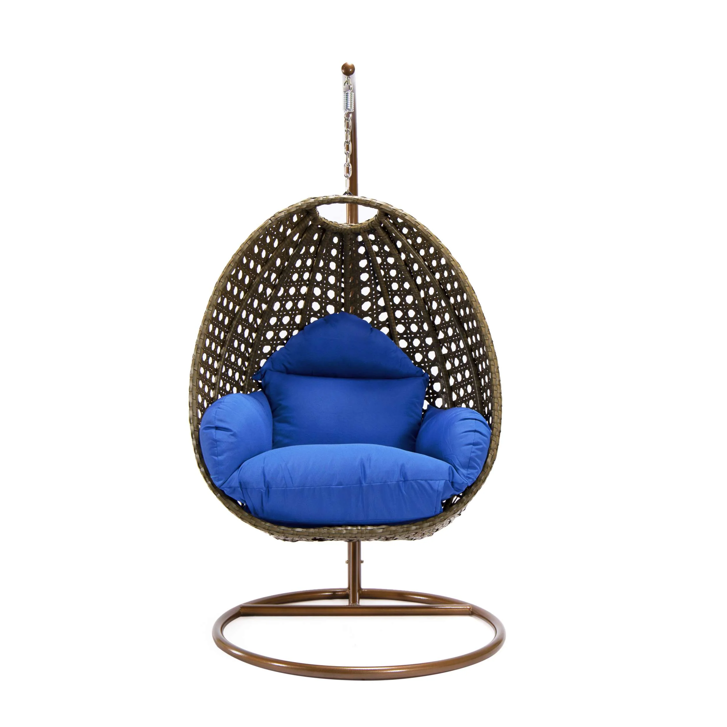 LeisureMod Beige Wicker Hanging Egg Swing Chair - Image 14