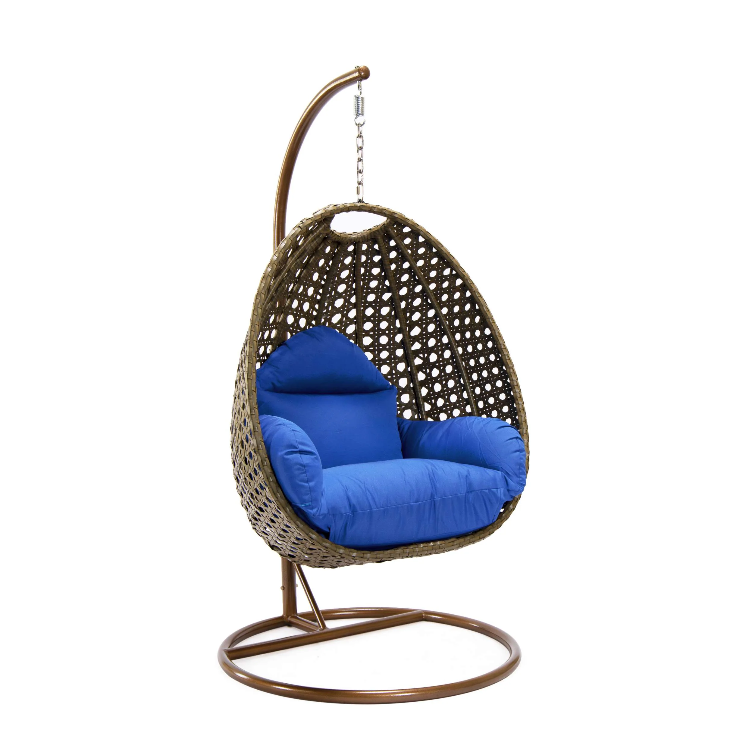 LeisureMod Beige Wicker Hanging Egg Swing Chair - Image 16