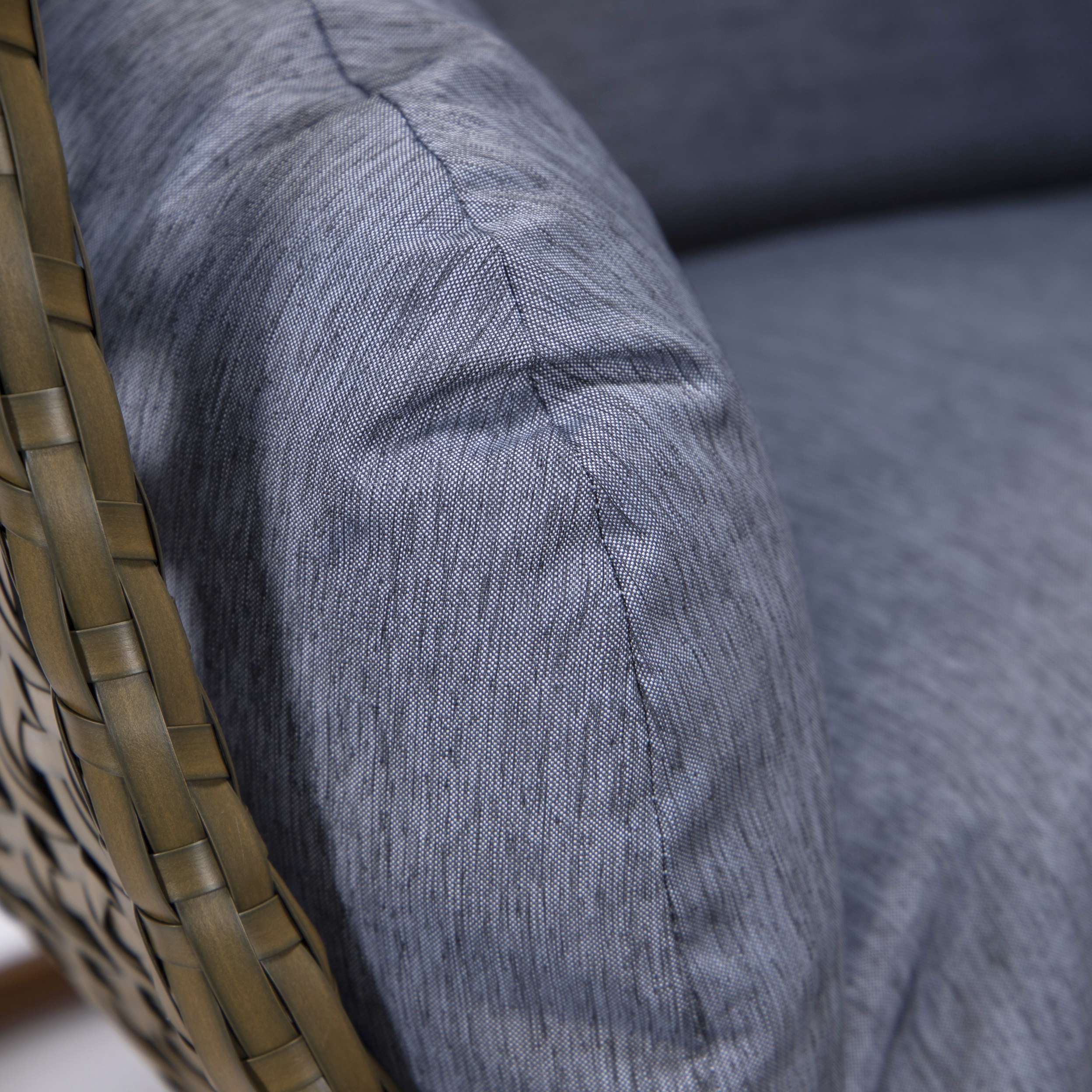 LeisureMod Beige Wicker Hanging Egg Swing Chair - Image 29