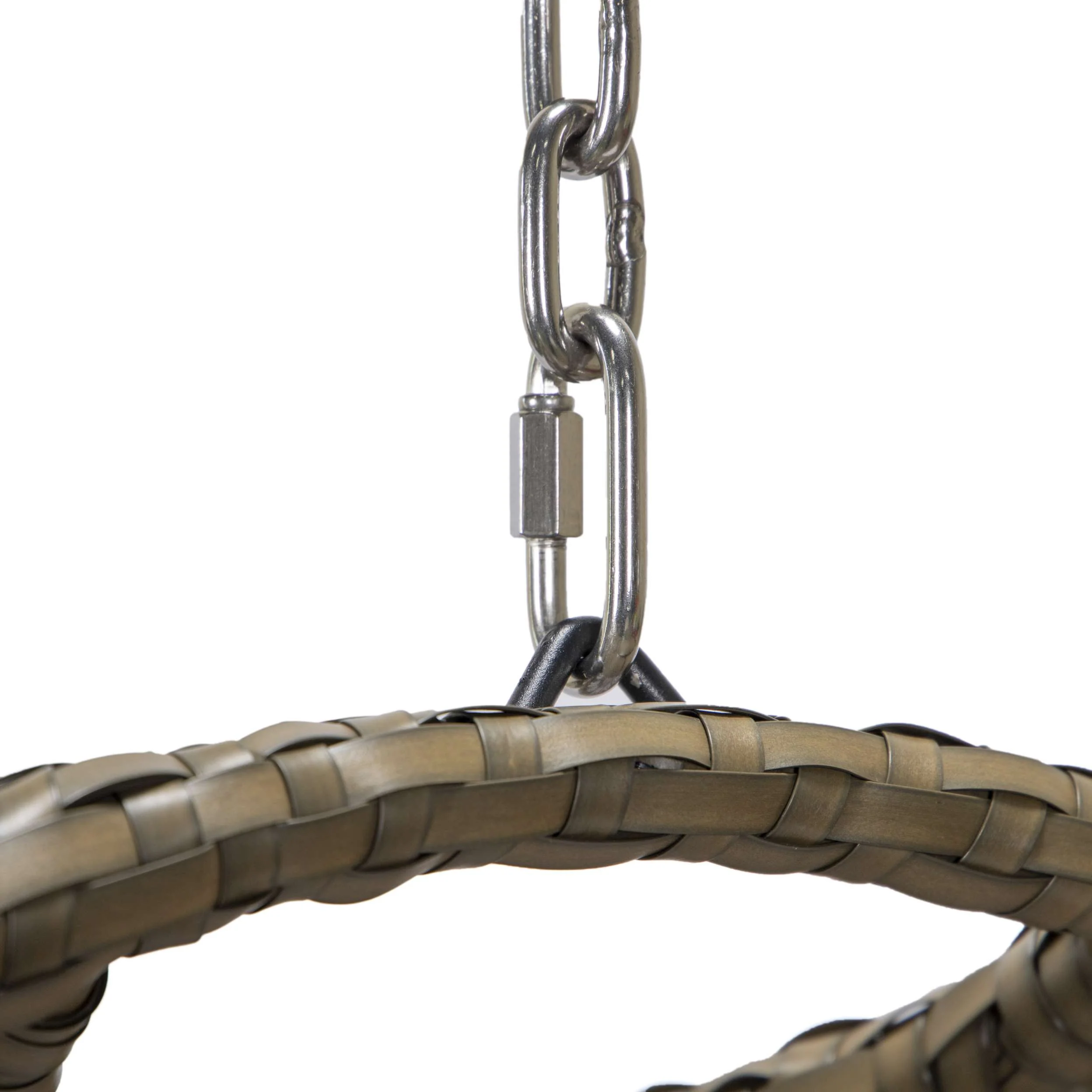 LeisureMod Beige Wicker Hanging Egg Swing Chair - Image 71