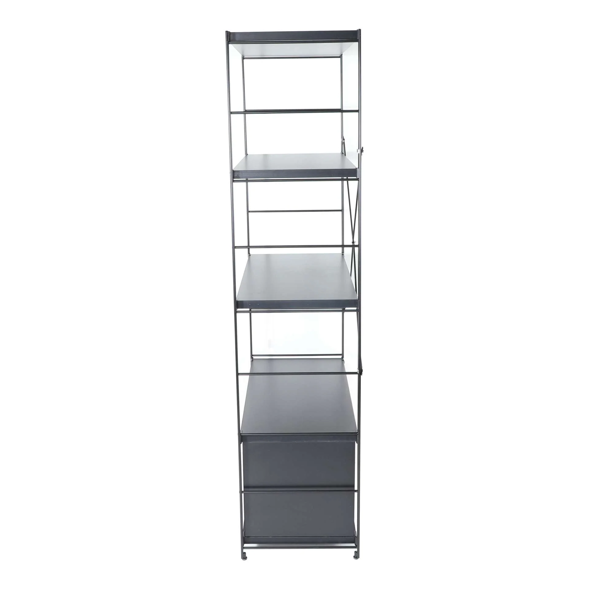LeisureMod Brentwood Etagere Bookcase with Black Powder Coated Steel Frame and Melamine Board Shelves - Image 17