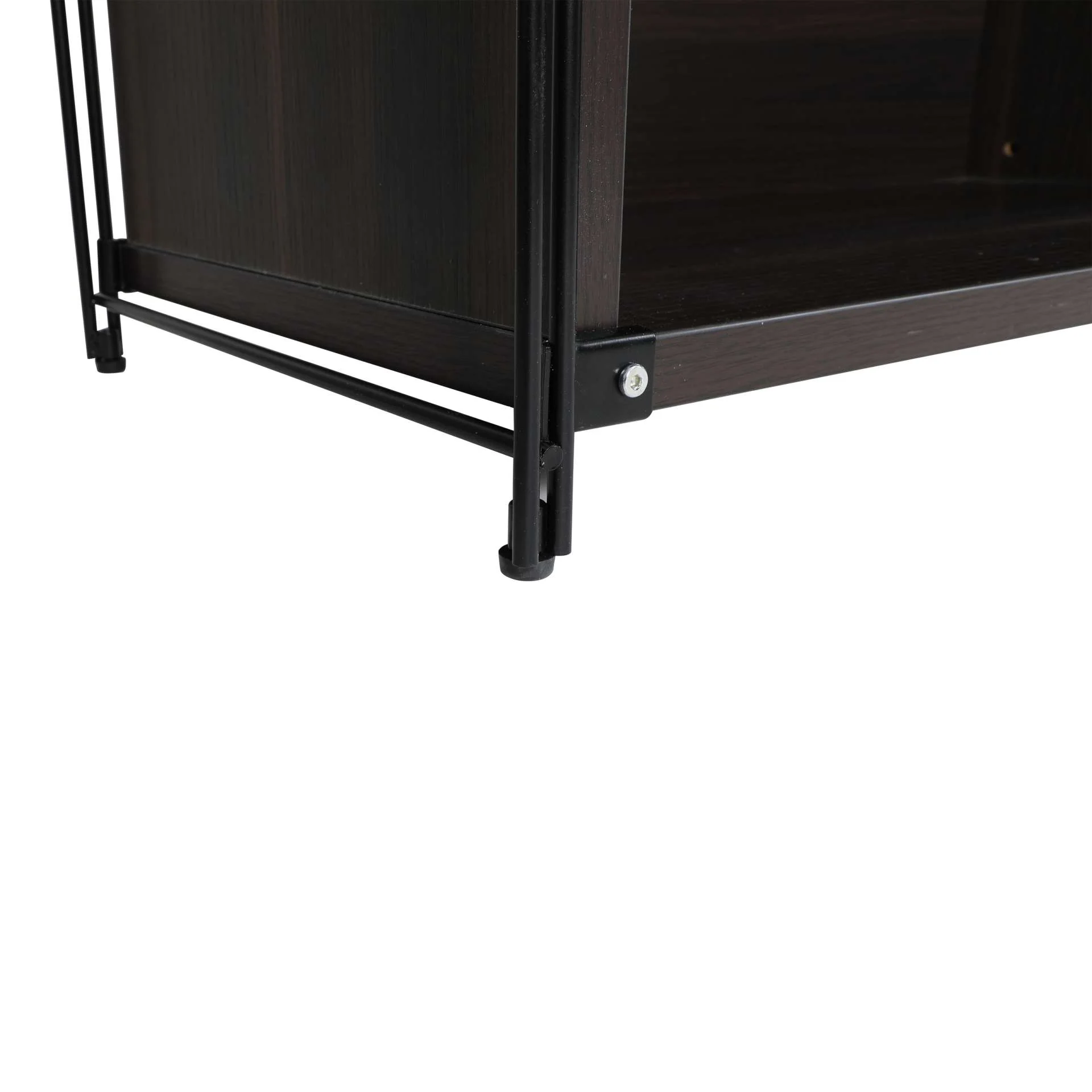 LeisureMod Brentwood Etagere Bookcase with Black Powder Coated Steel Frame and Melamine Board Shelves - Image 21